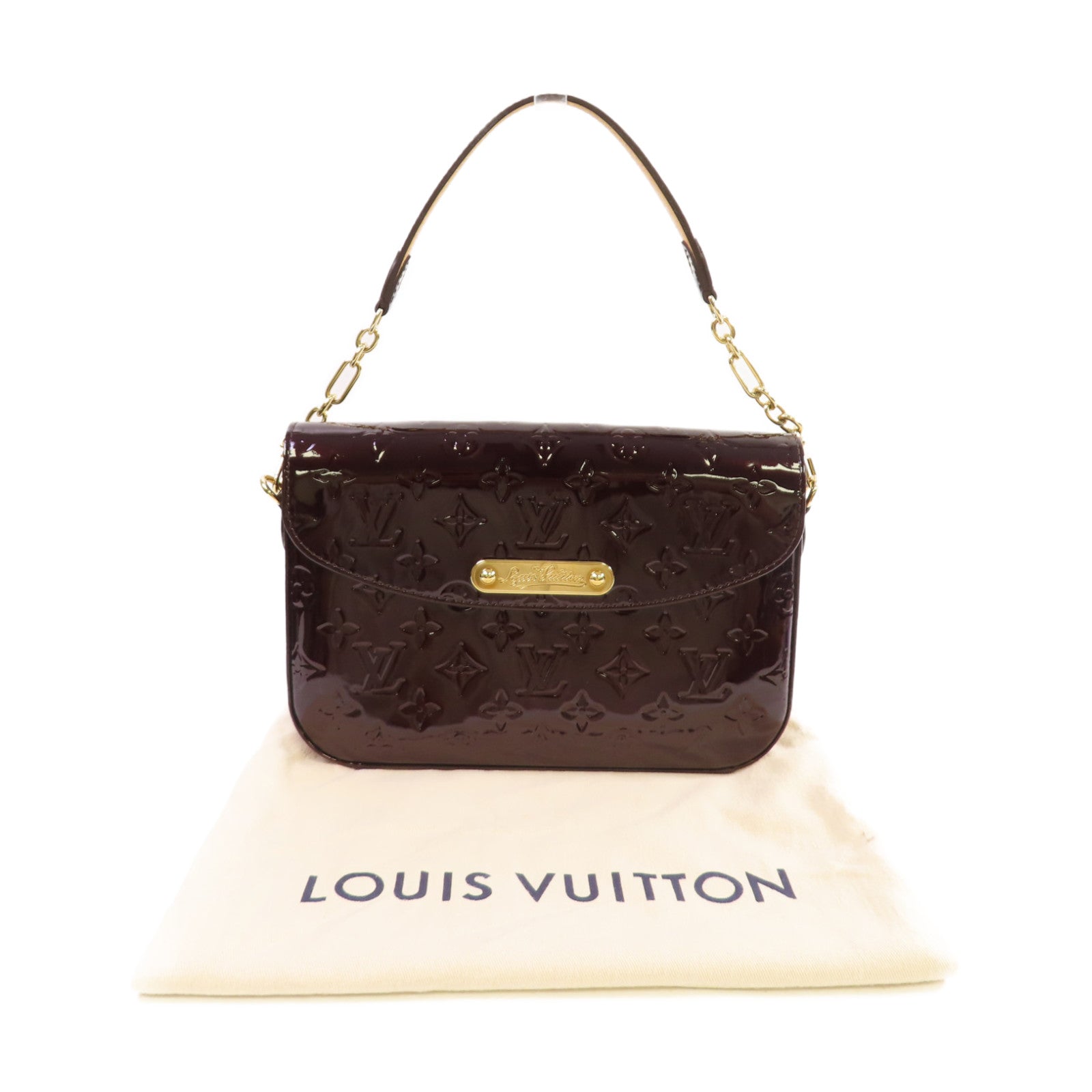 LOUIS VUITTON Monogram Vernis Rodeo Drive Shoulder Bag金扣肩背袋酒紅色