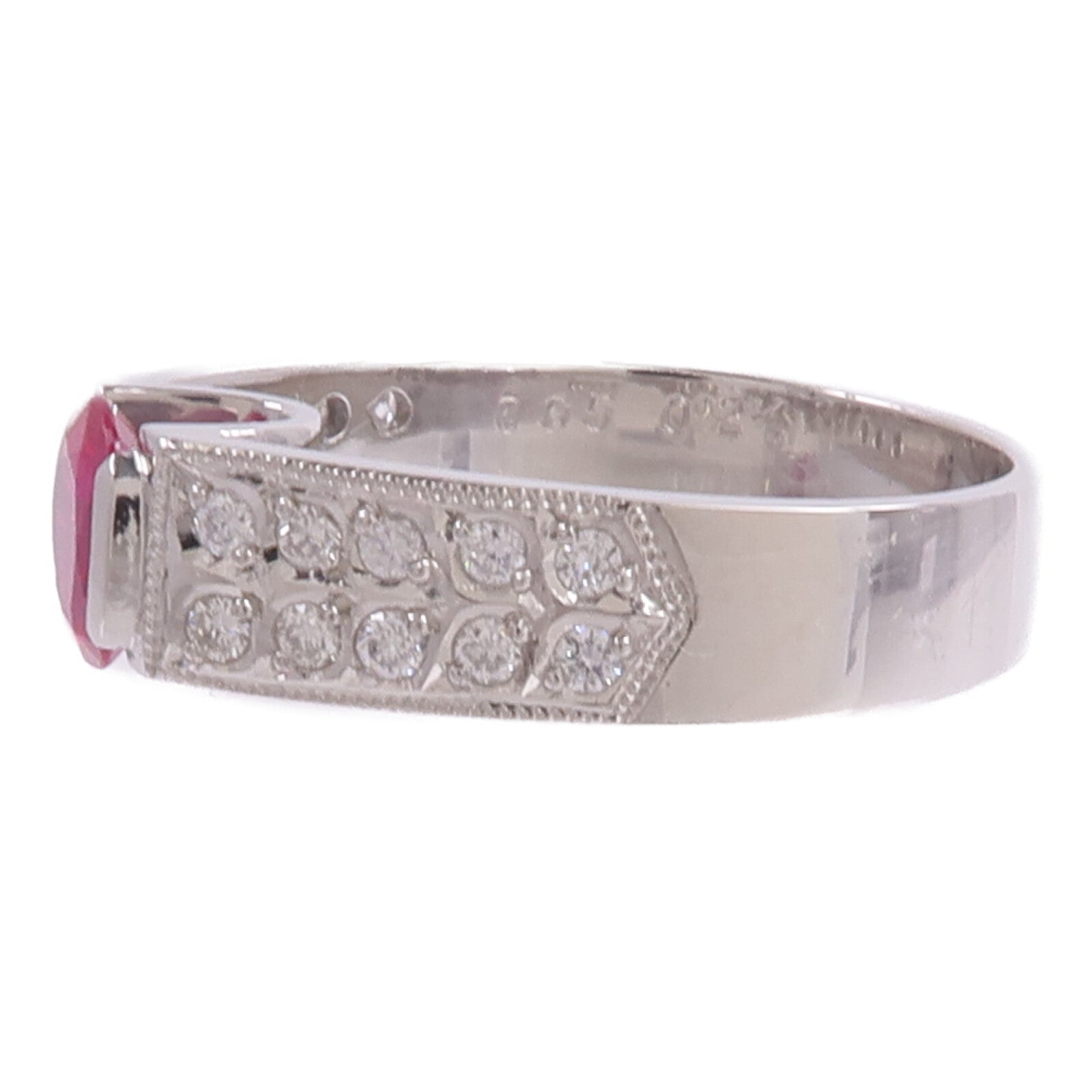 JEWELRY 【激減優惠】PT900鉑金Ruby Diamond Ring紅寶石/鑽石戒指