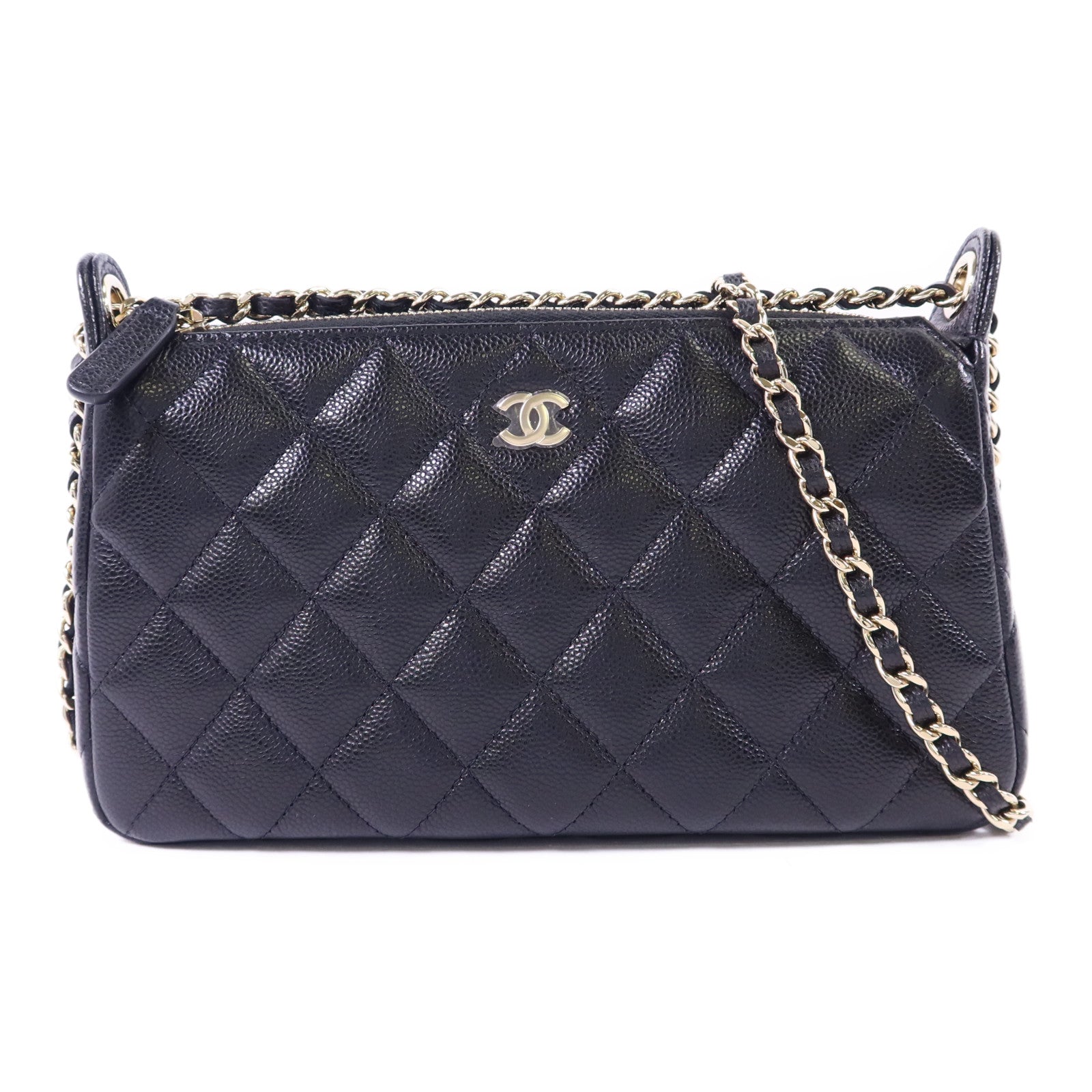 CHANEL 牛皮皮革Clutch With Chain金扣鏈帶肩背袋