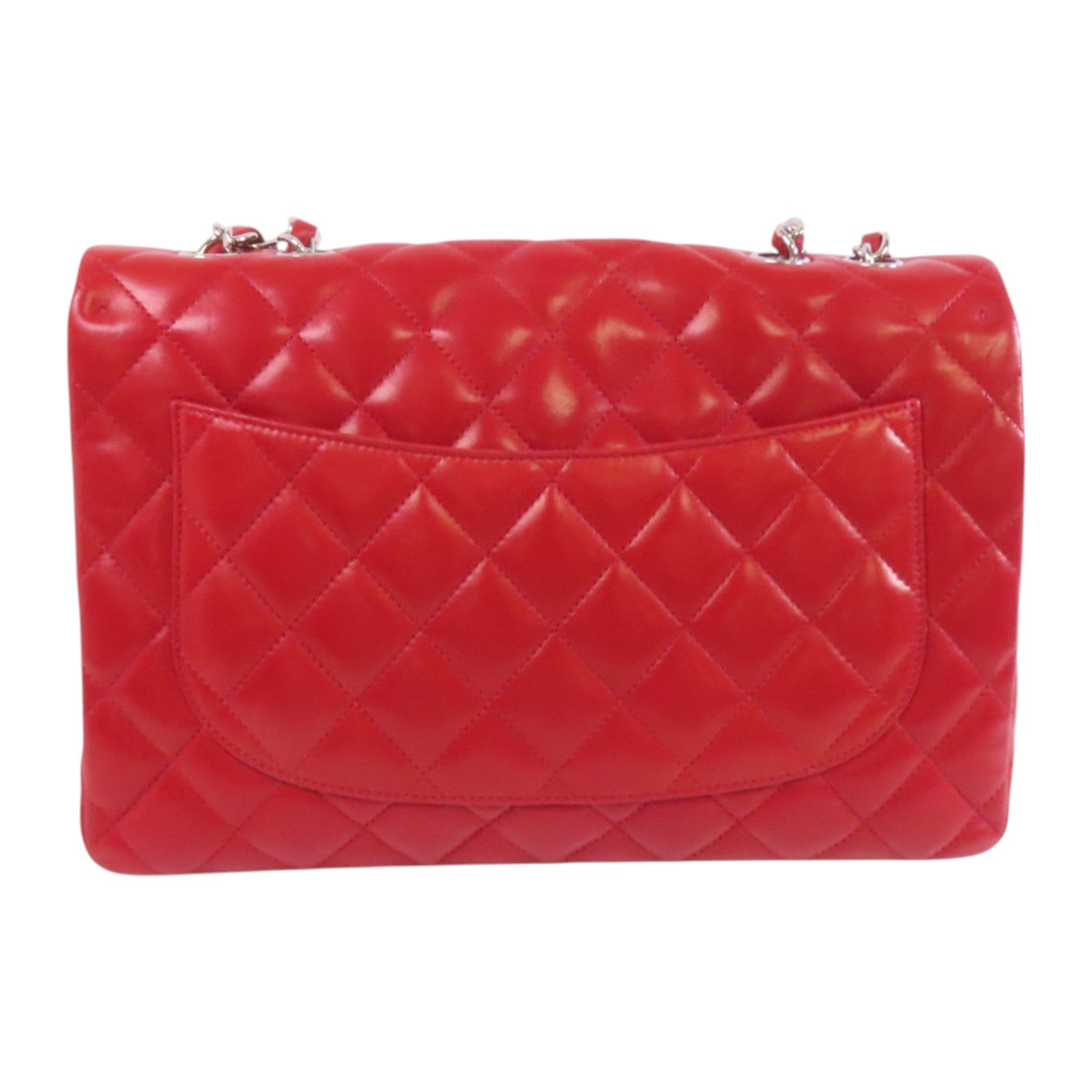 CHANEL 羊皮皮革Large Classic銀扣鏈帶肩背袋