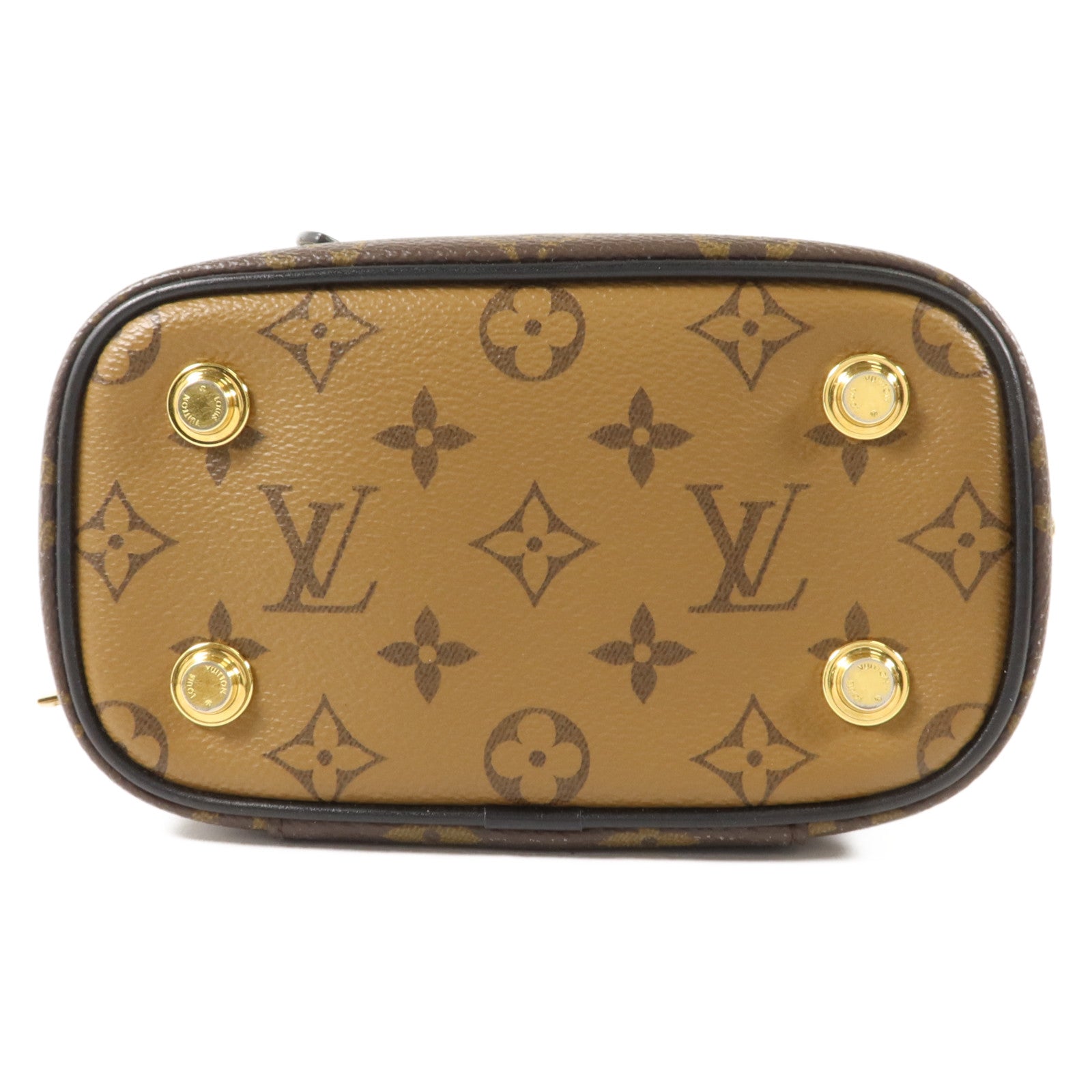 LOUIS VUITTON Monogram Reverse Vanity PM金扣手挽肩背兩用袋棕色