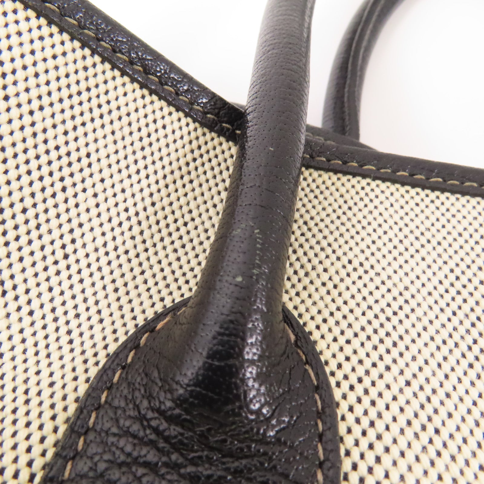 HERMES 帆布/皮革Garden Party PM銀扣手挽袋