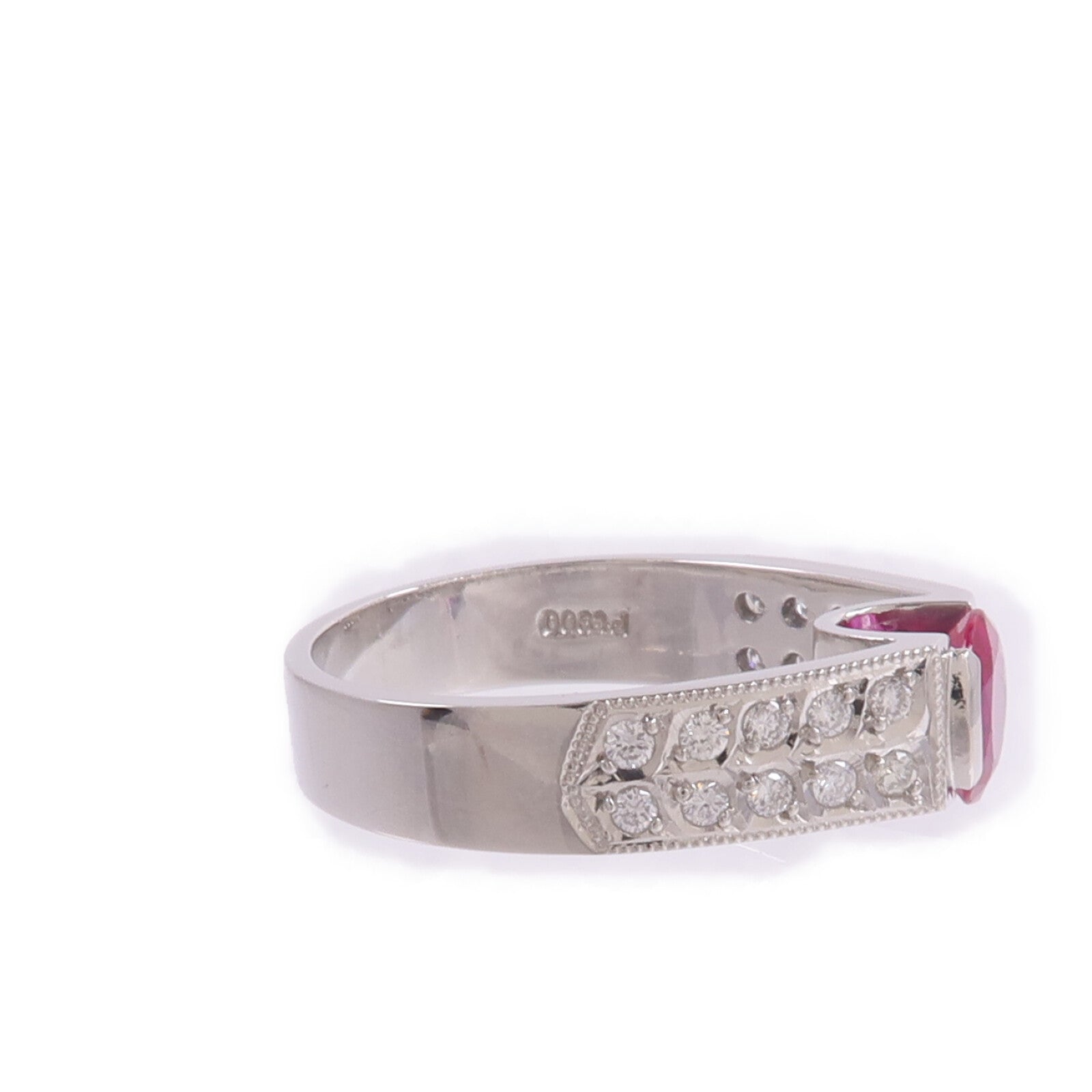 JEWELRY 【激減優惠】PT900鉑金Ruby Diamond Ring紅寶石/鑽石戒指