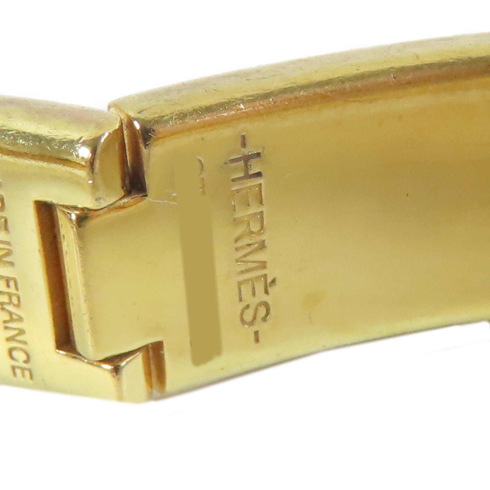 HERMES 金屬Clic H手鐲櫻花粉色/金色#16cm