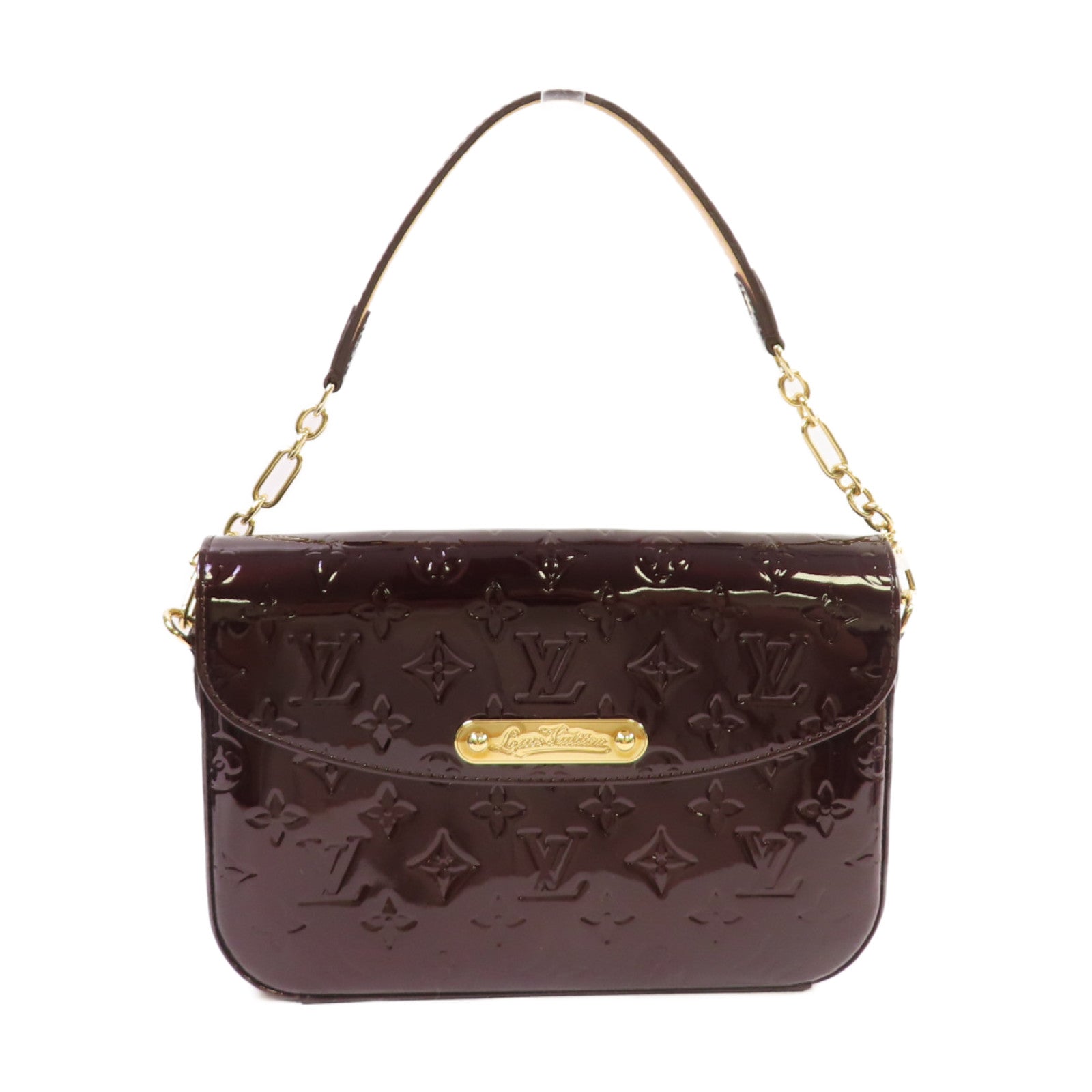 LOUIS VUITTON Monogram Vernis Rodeo Drive Shoulder Bag金扣肩背袋酒紅色