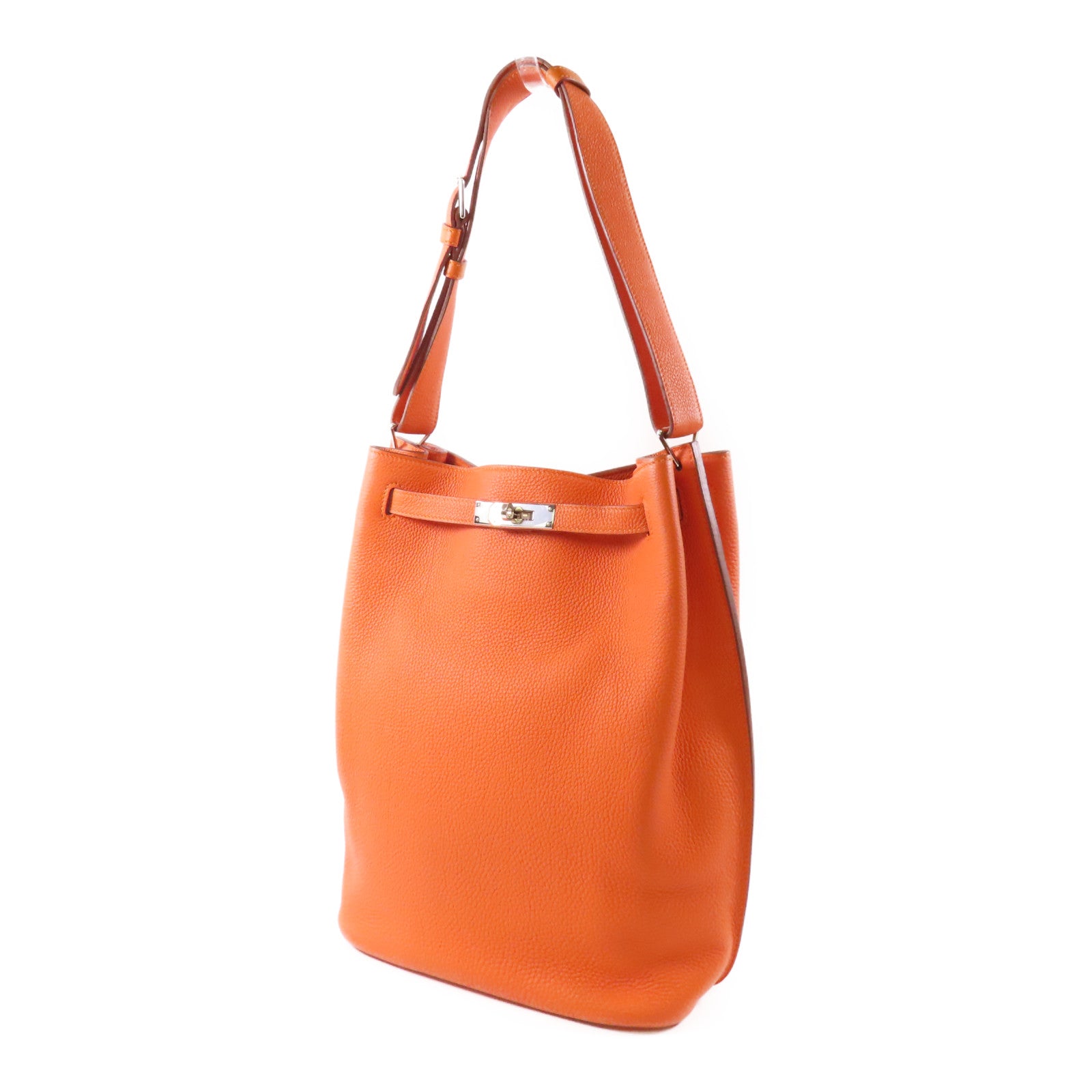 HERMES 【激減優惠】Togo皮革So Kelly 26銀扣肩背袋Feu