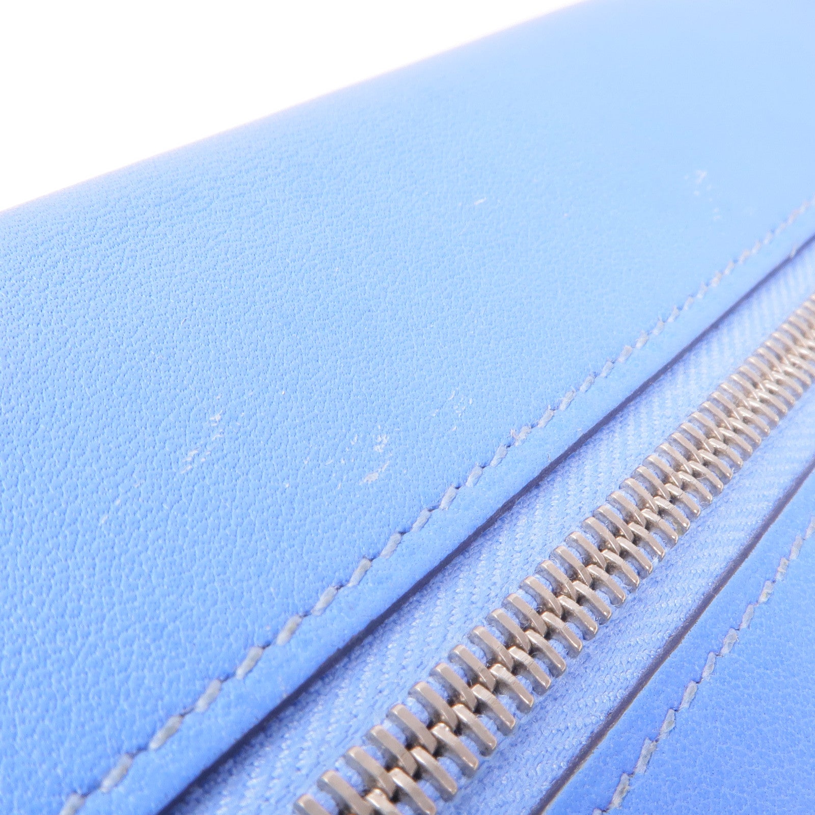 HERMES Swift皮革Dogon GM銀扣長錢包Blue