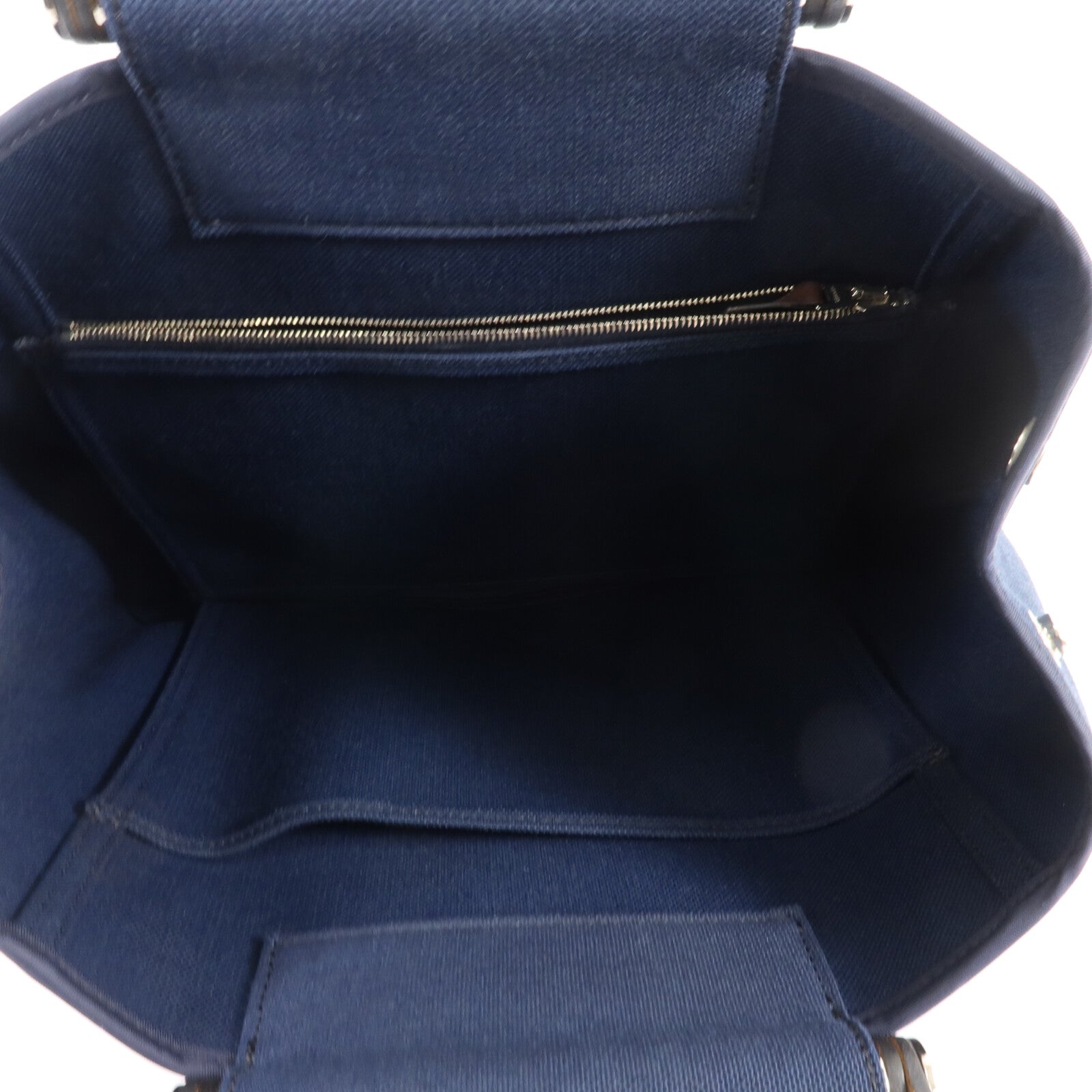 HERMES 帆布Cabag PM手挽肩背兩用袋Bleu Indigo