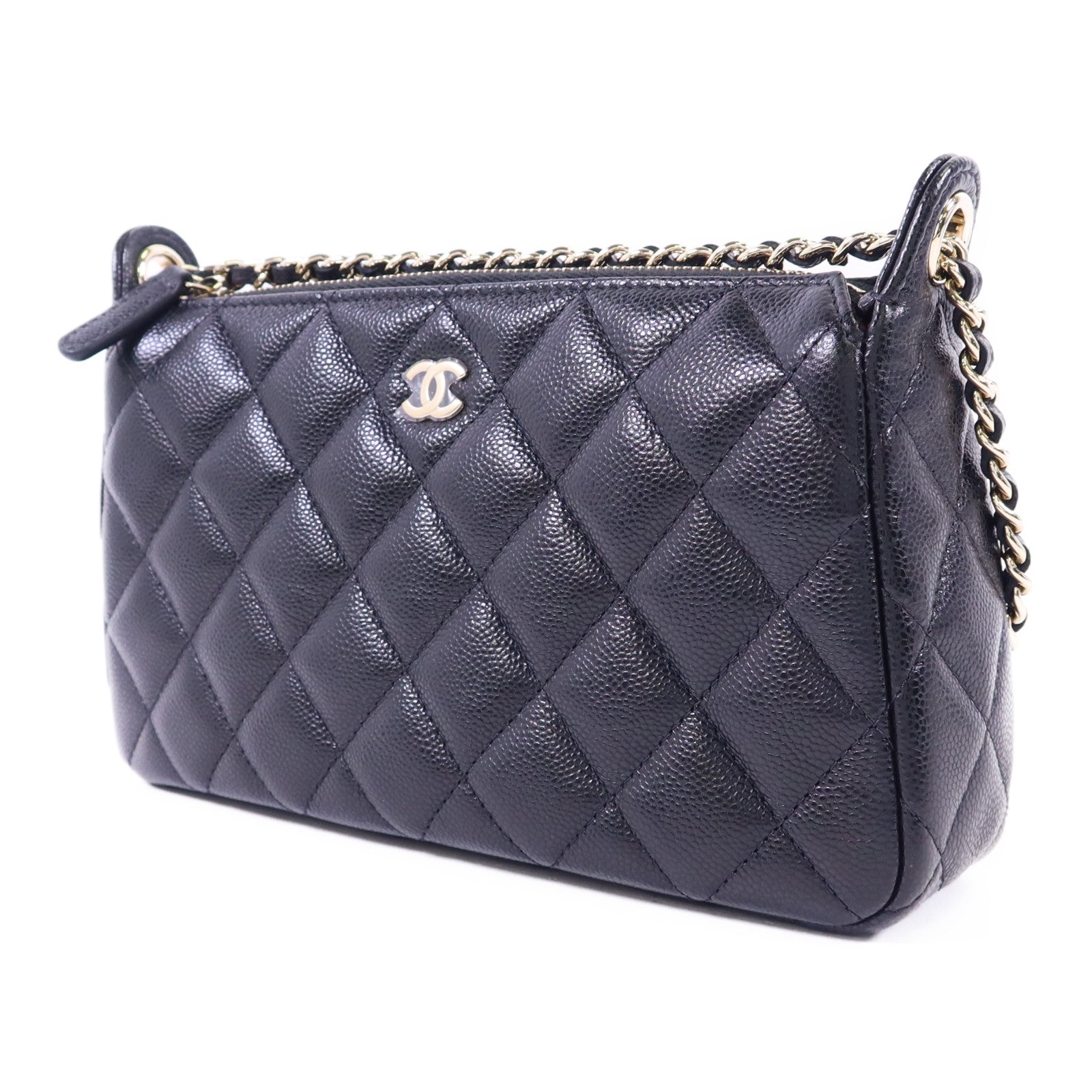 CHANEL 牛皮皮革Clutch With Chain金扣鏈帶肩背袋