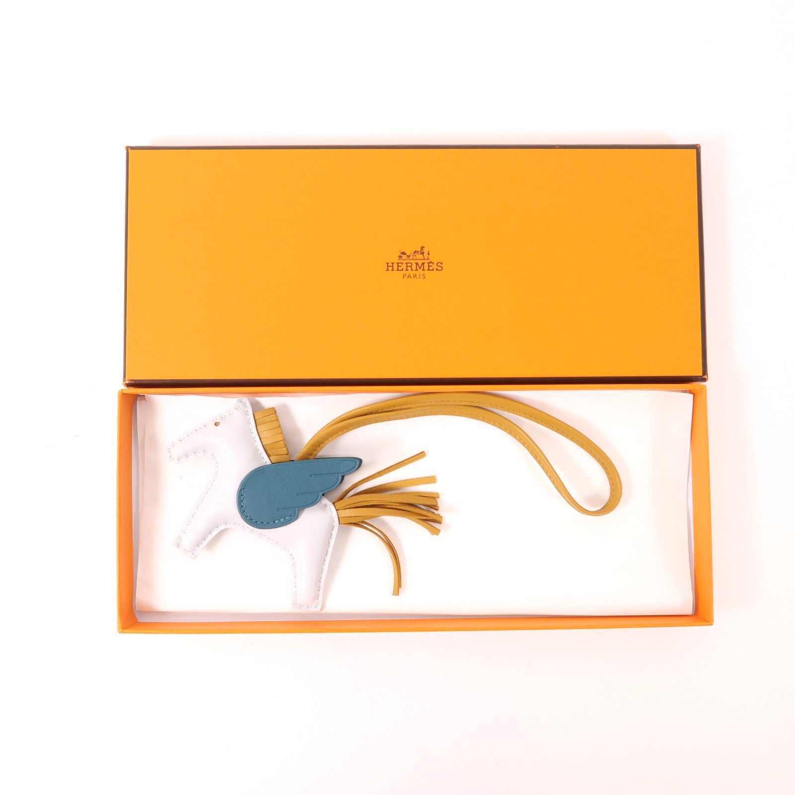 HERMES Rodeo PM Charm Swift Leather Light Blue/Brown