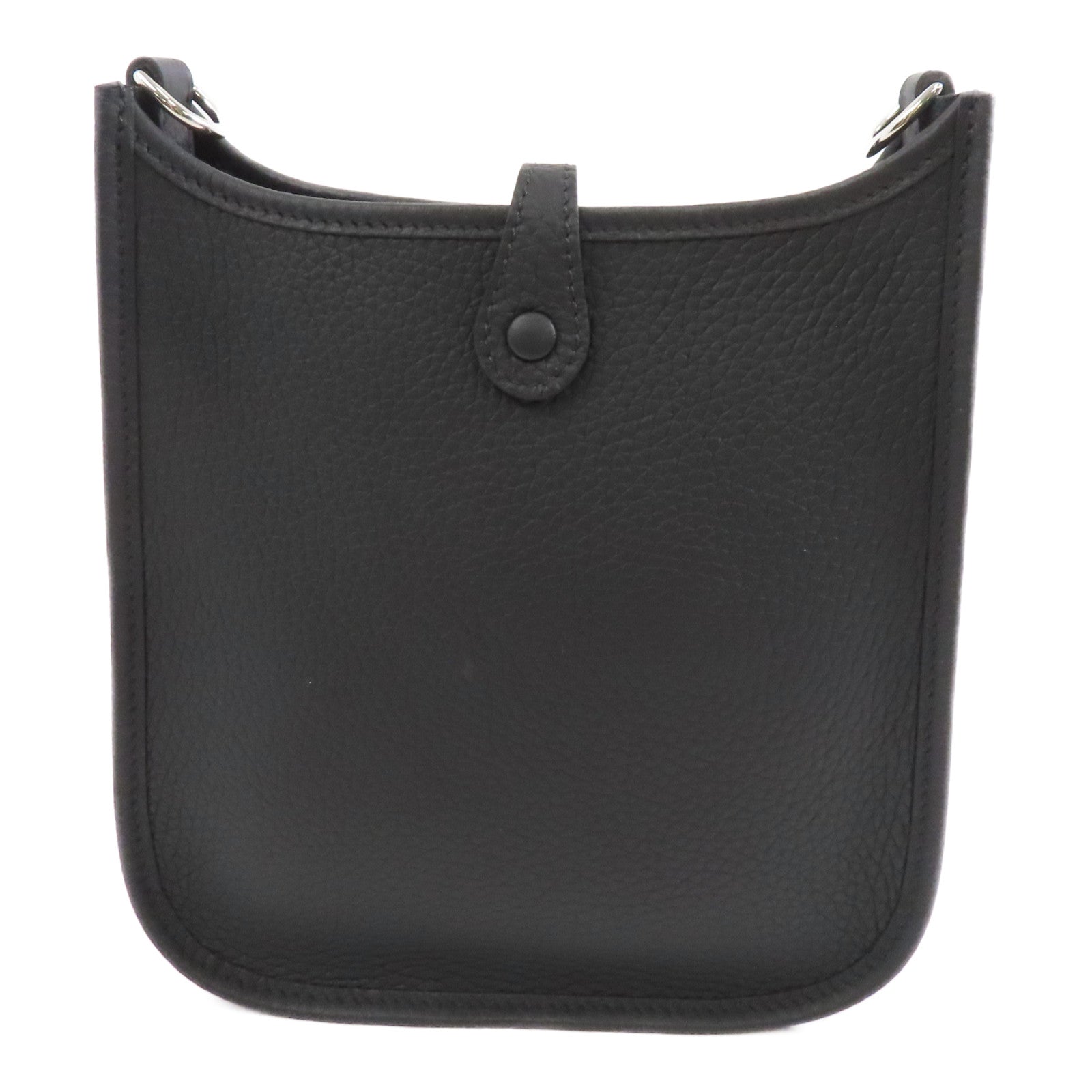 HERMES Clemence皮革Evelyne TPM銀扣肩背袋Noir/黑色