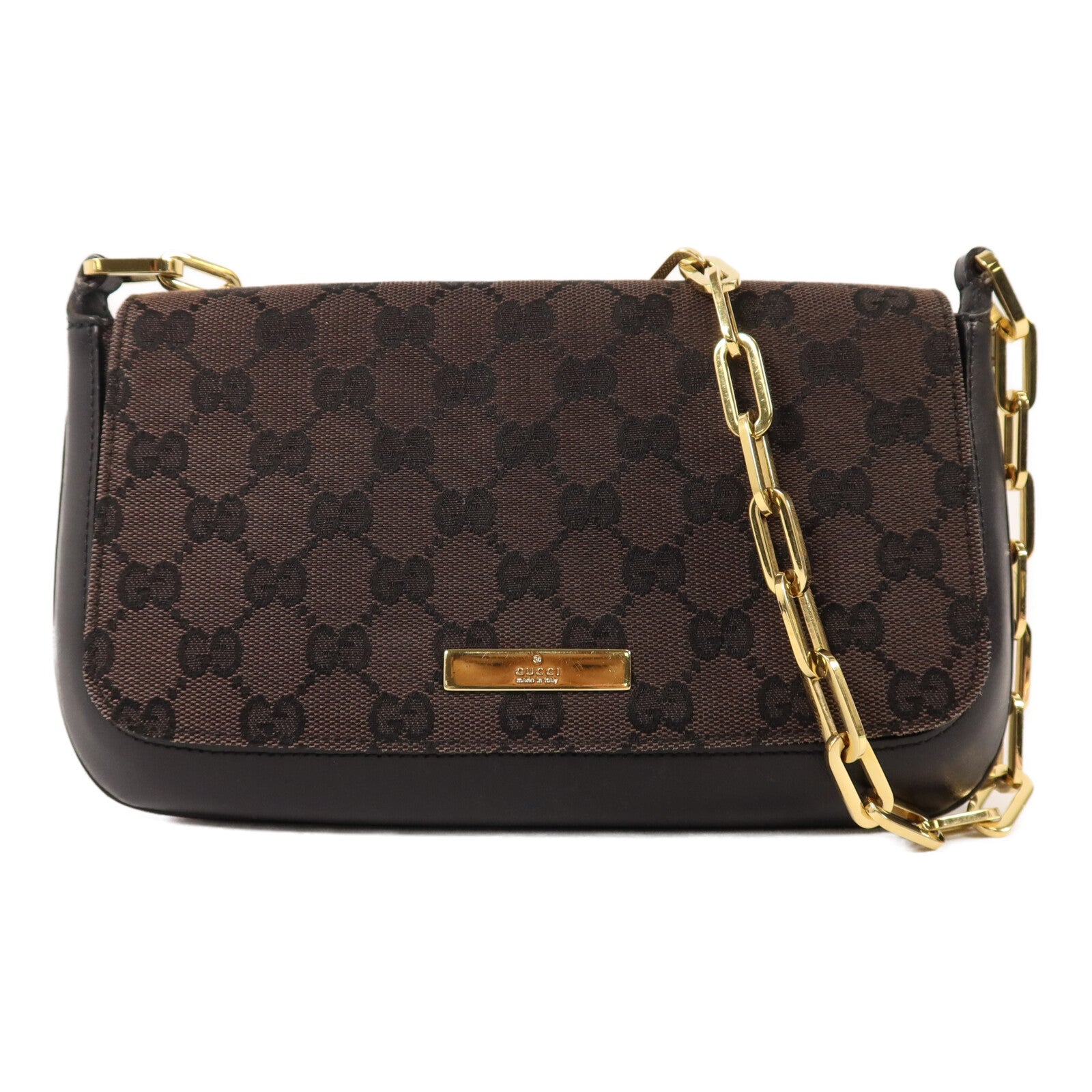 GUCCI 帆布Chain Shoulder鏈帶肩背袋