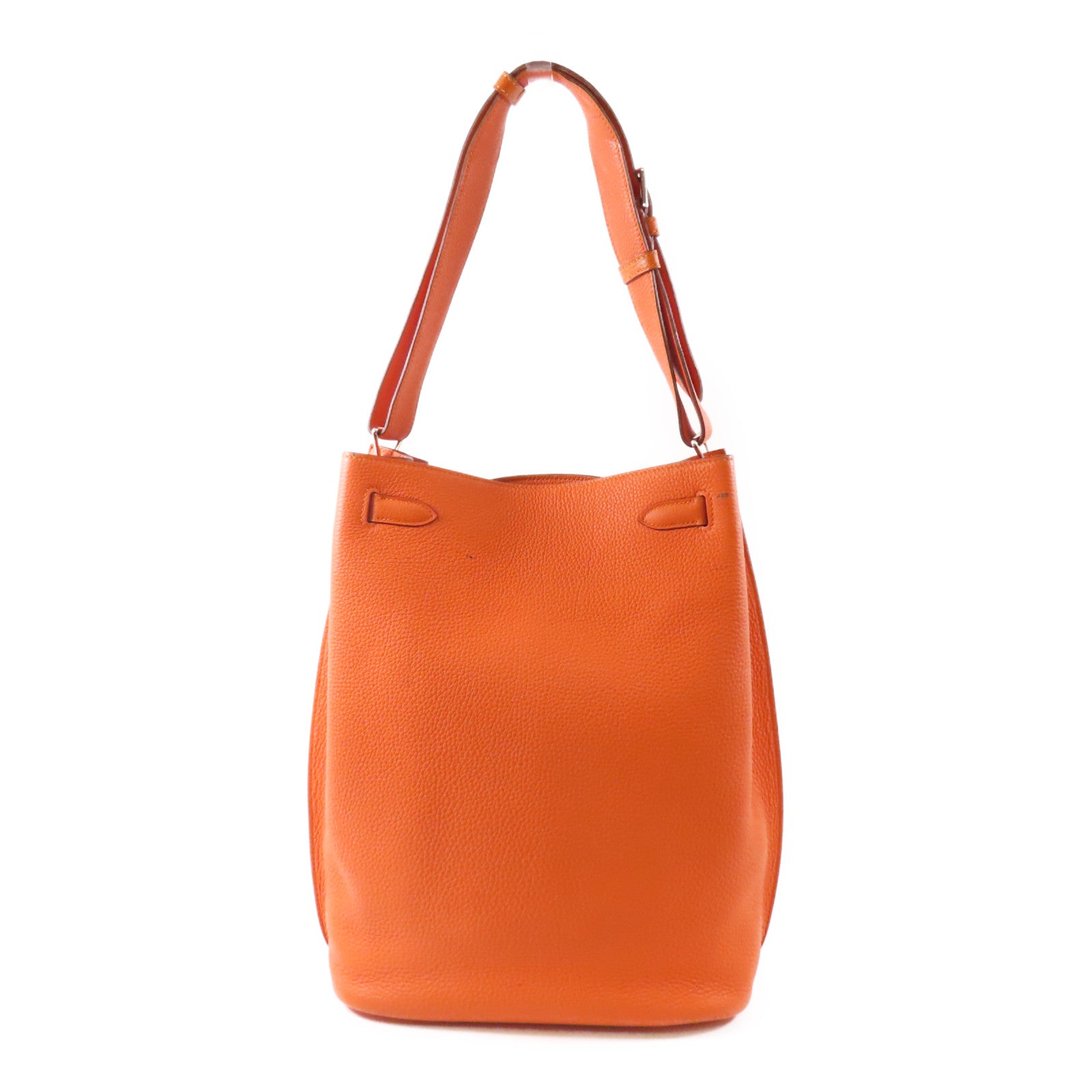 HERMES Togo皮革So Kelly 26銀扣肩背袋Feu
