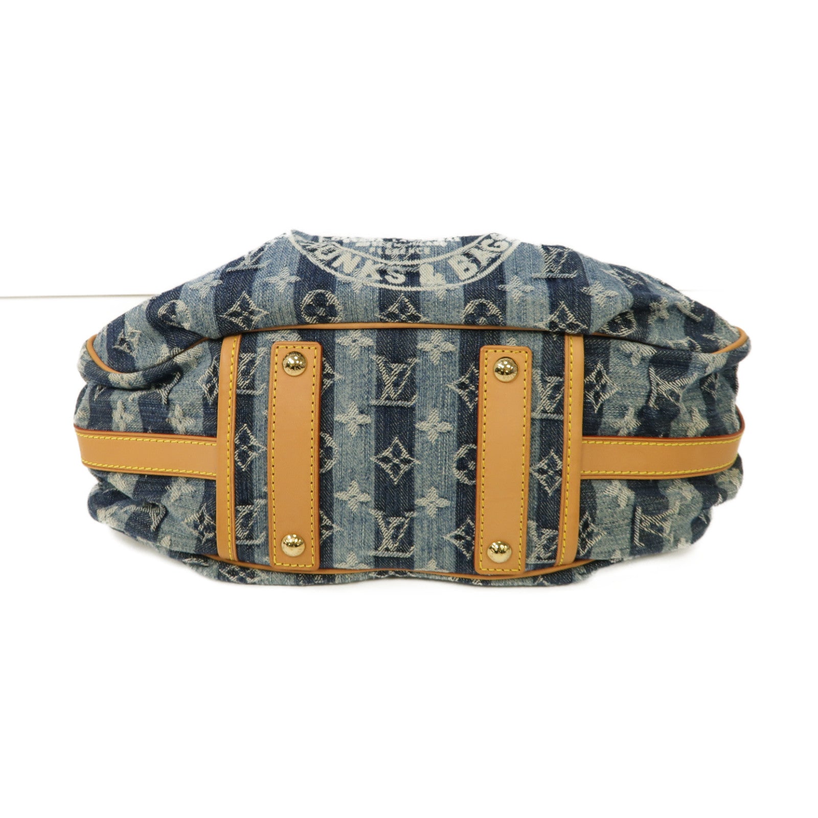 LOUIS VUITTON Monogram Denim Porte Epaue Raye金扣肩背袋藍色