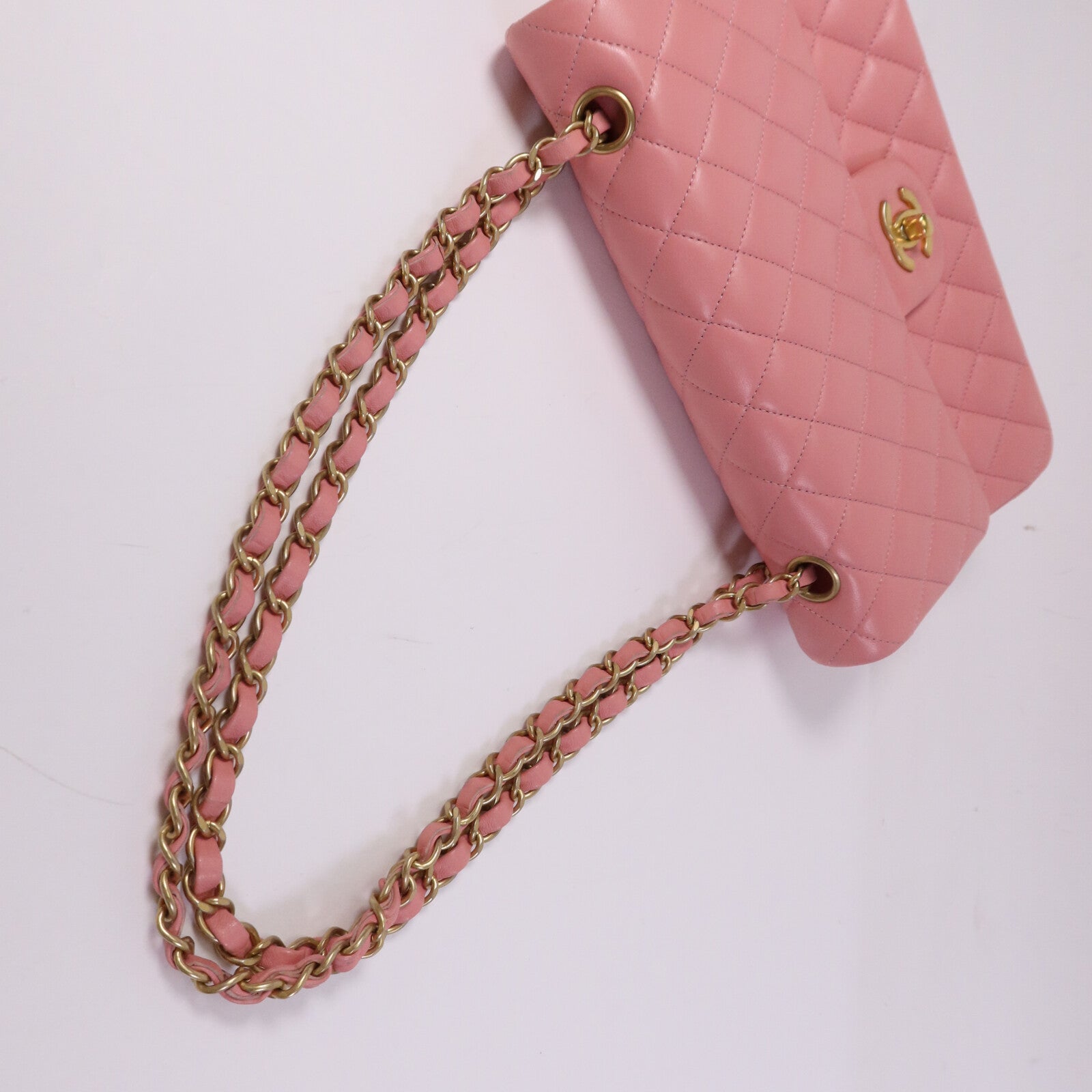CHANEL 羊皮皮革Classic 25金扣鏈帶手挽肩背兩用袋