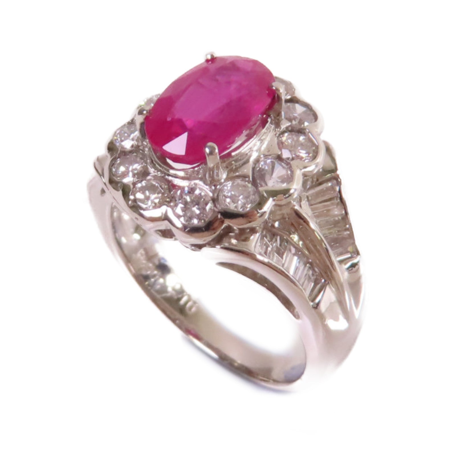 JEWELRY 【激減優惠】PT900鉑金/2.10ct紅寶石/1.12ct鑽石Ruby Ring戒指US#5.5