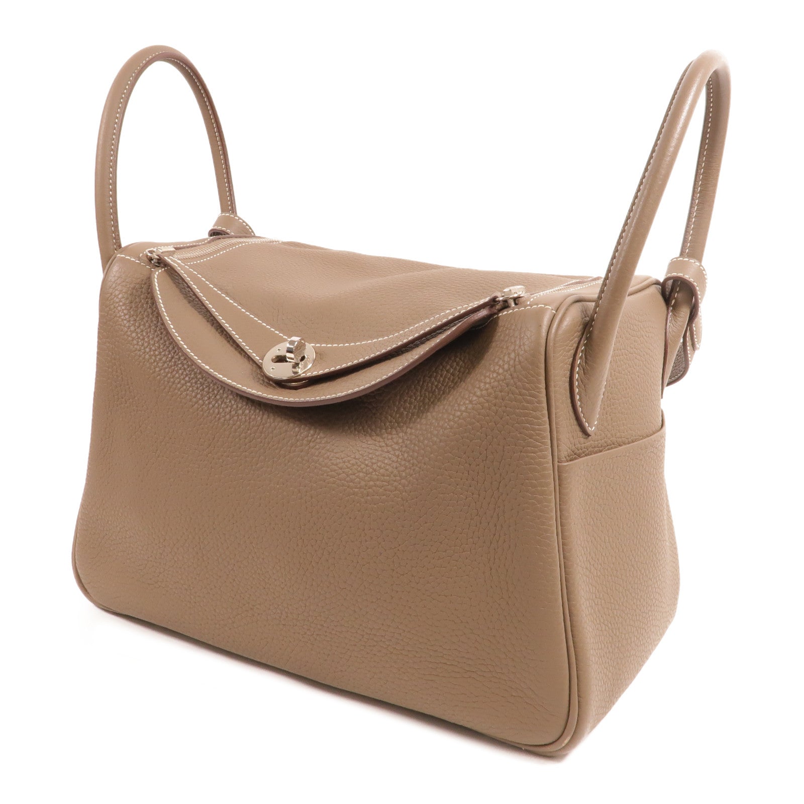 HERMES Clemence皮革Lindy 30手挽肩背兩用袋Etoupe