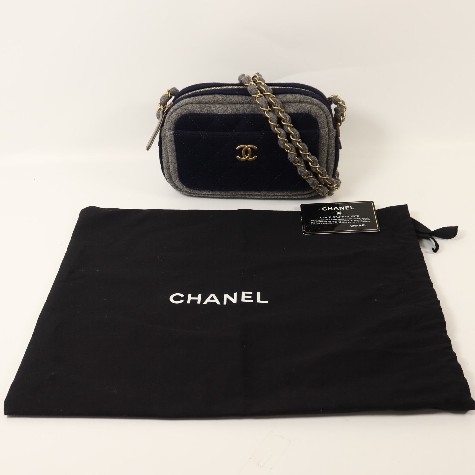 CHANEL 羊毛Chain Shoulder鏈帶肩背袋