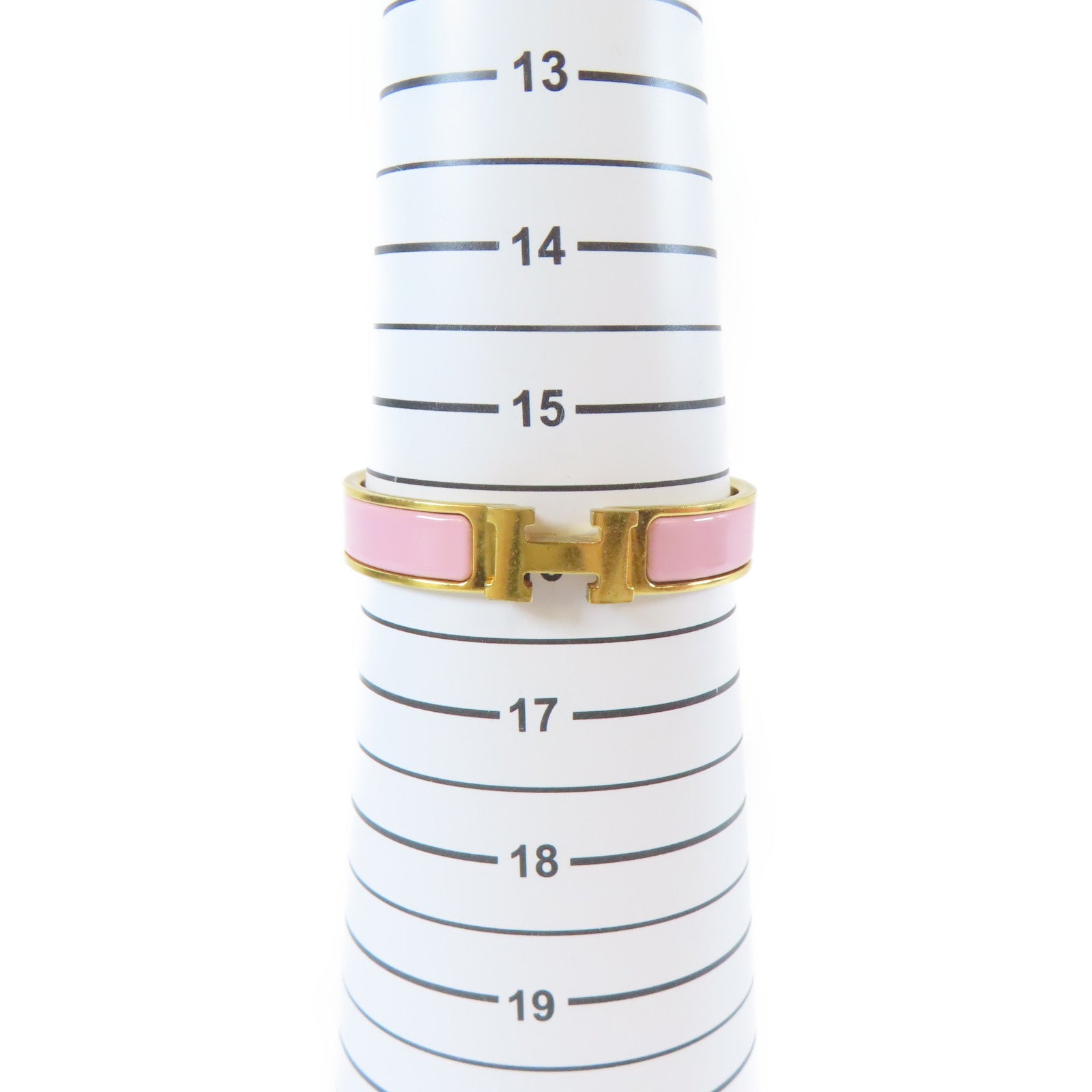 HERMES 金屬Clic H手鐲櫻花粉色/金色#16cm