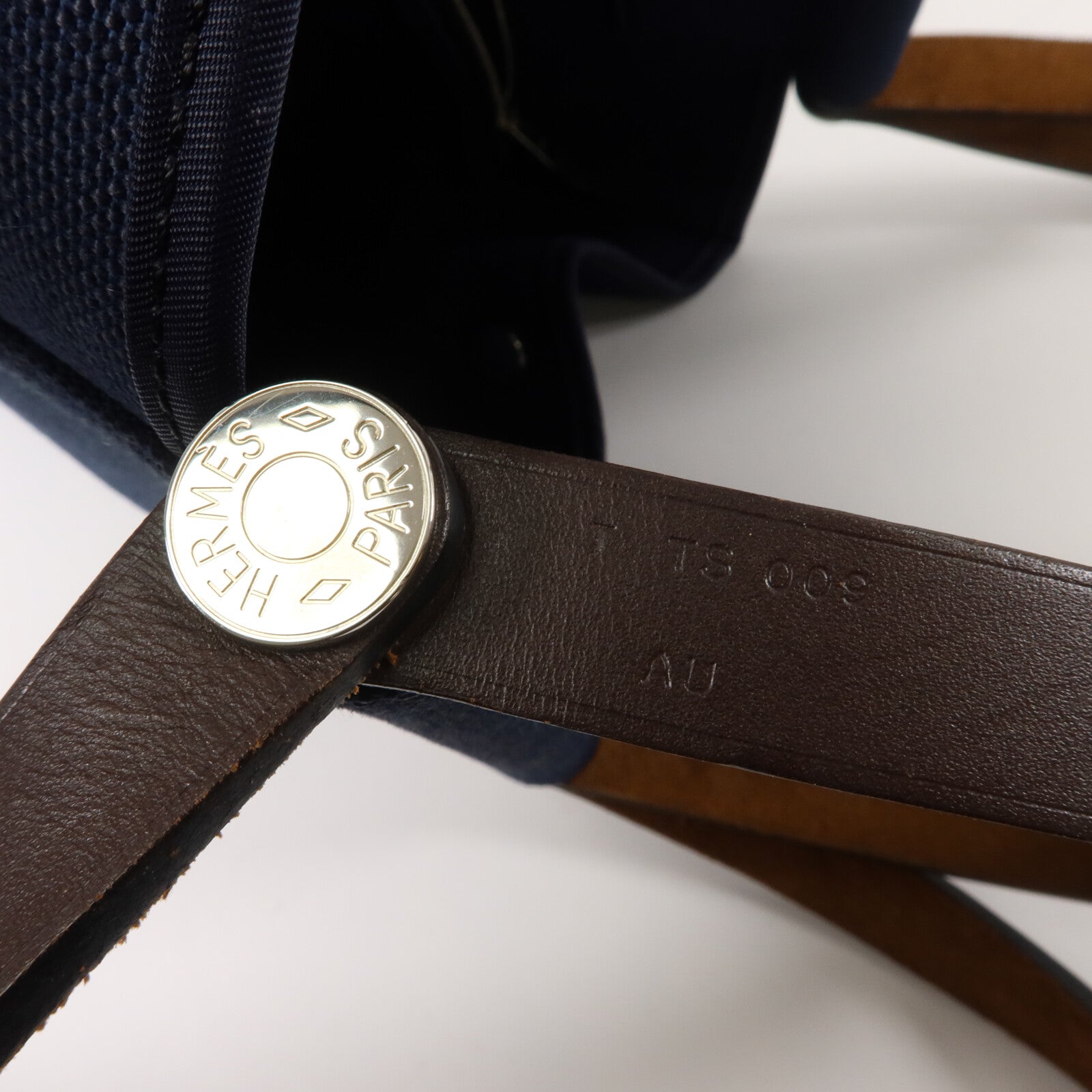 HERMES 帆布Cabag PM手挽肩背兩用袋Bleu Indigo