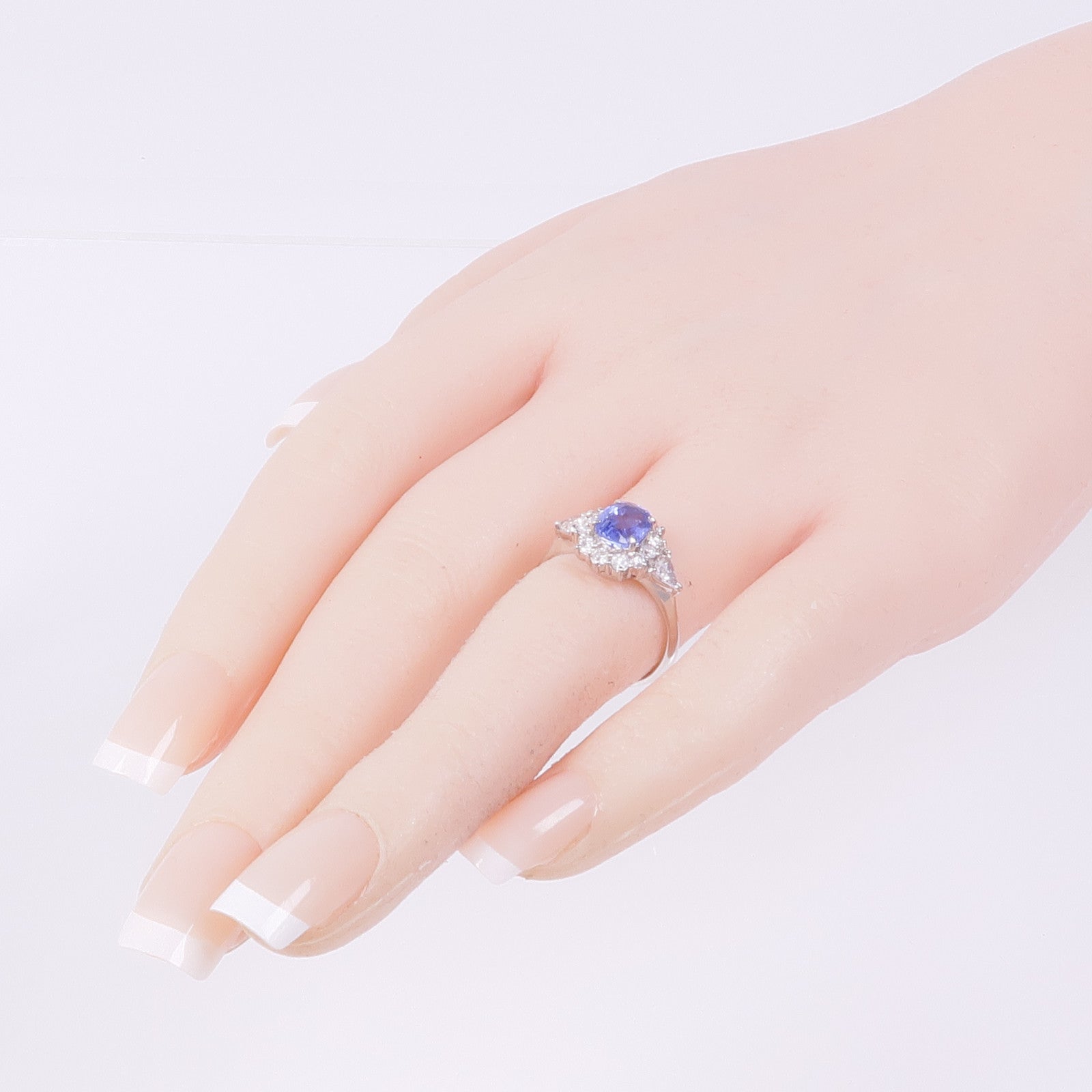 JEWELRY PT900鉑金Sapphire Diamond Ring藍寶石/鑽石戒指US#6.25