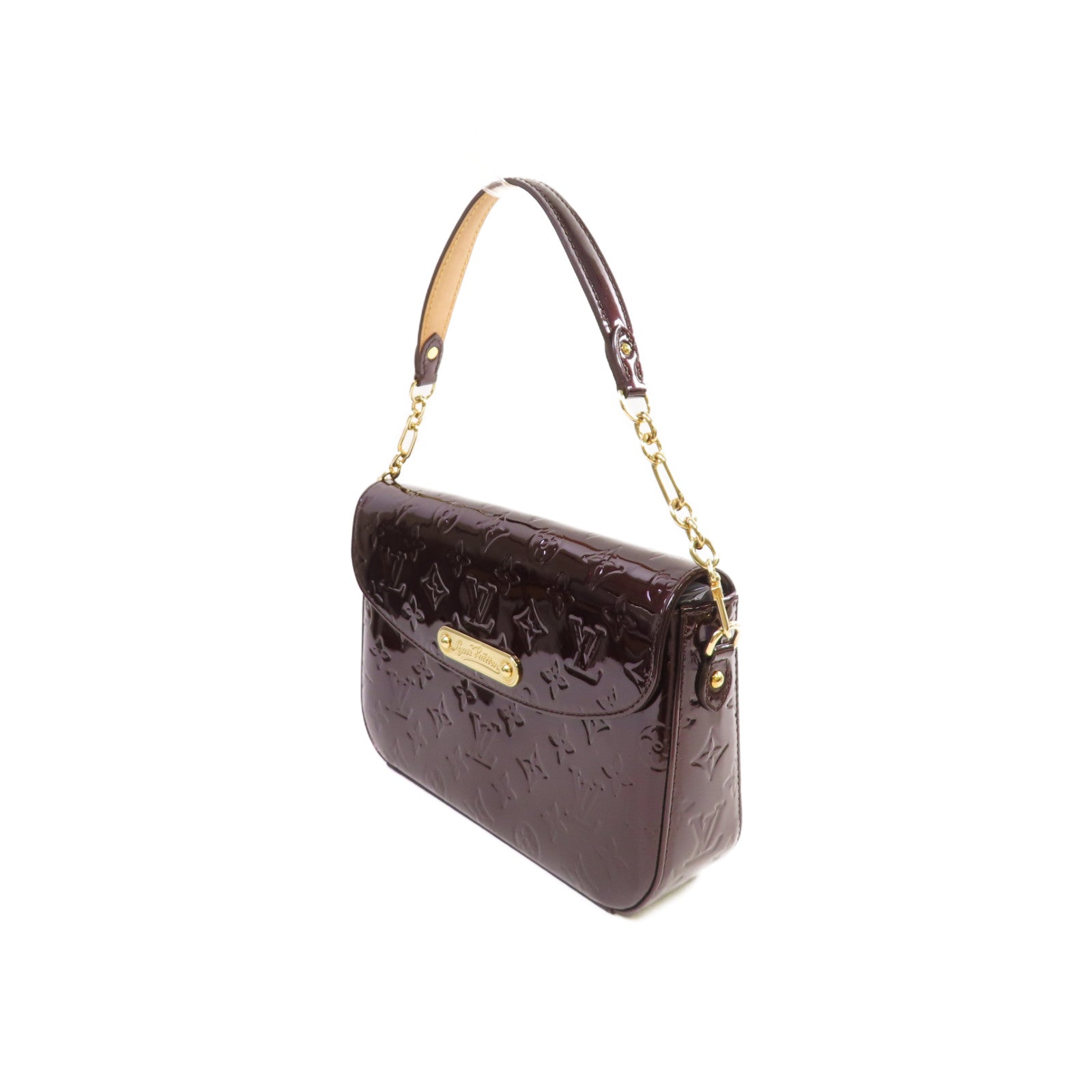 LOUIS VUITTON Monogram Vernis Rodeo Drive Shoulder Bag金扣肩背袋酒紅色