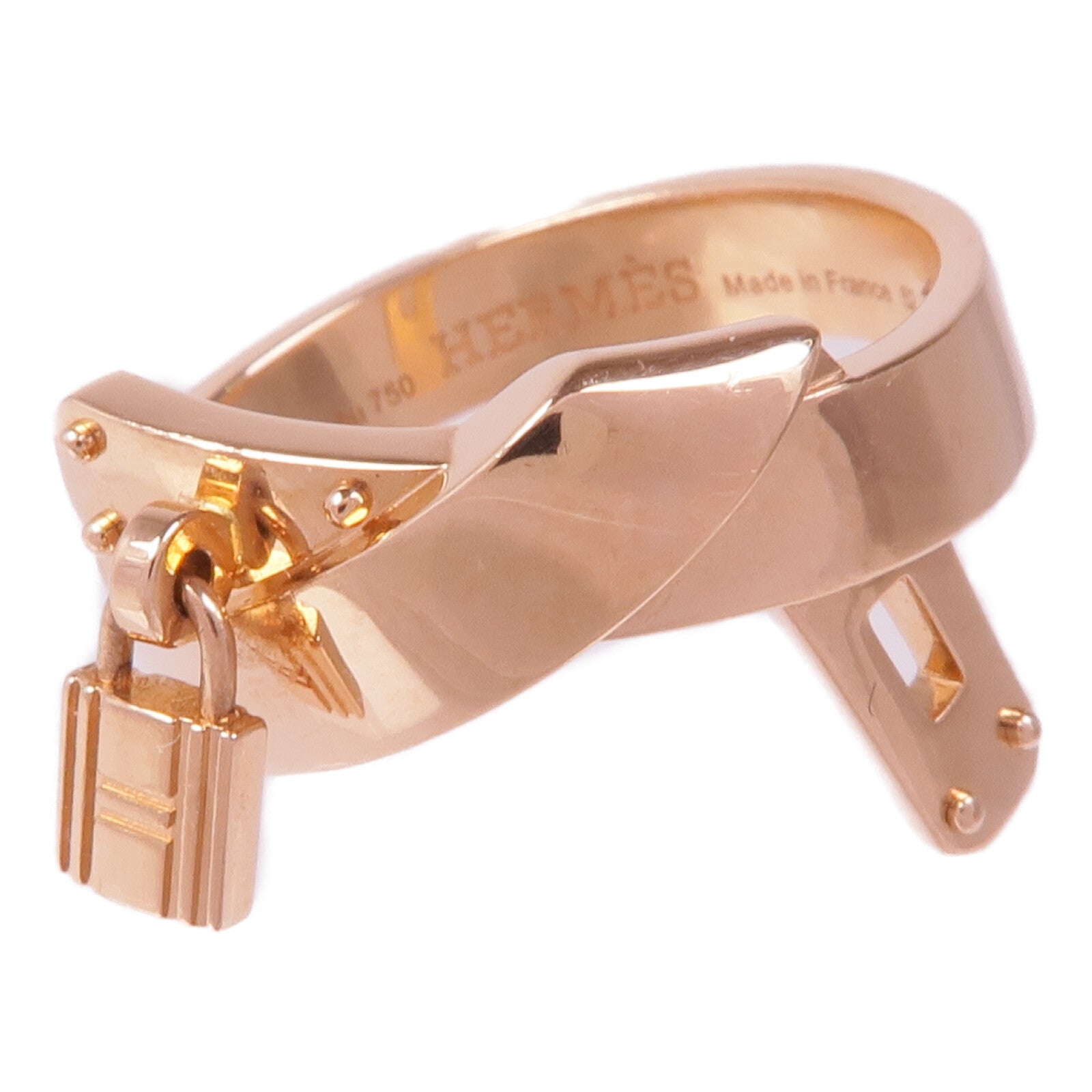 HERMES 18K玫瑰金Kelly Gavroche Ring戒指Hermes#52/US#6