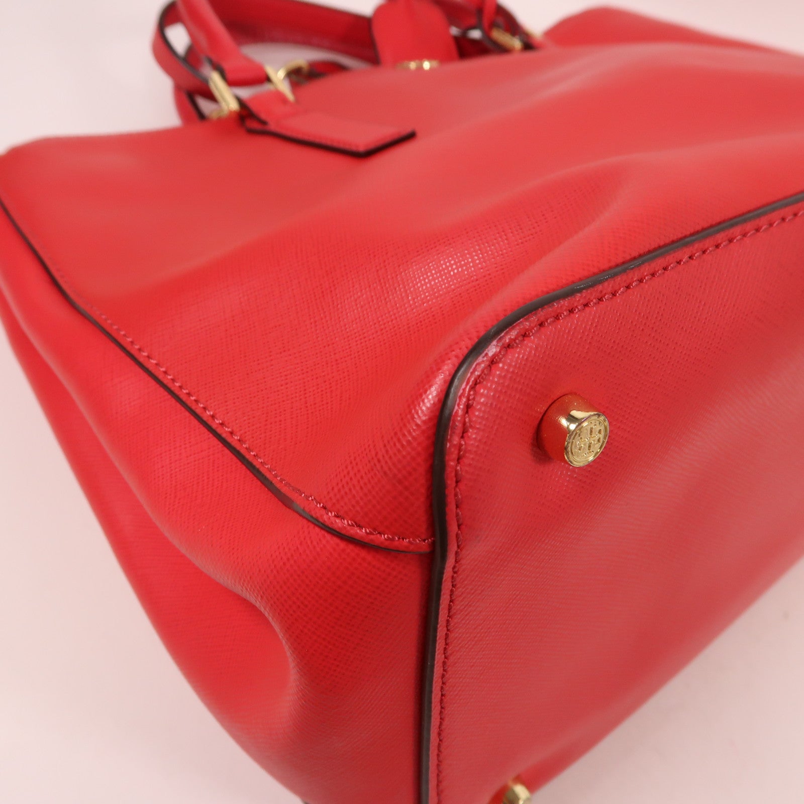 牛皮皮革2 Way Shoulder金扣手挽肩背兩用袋