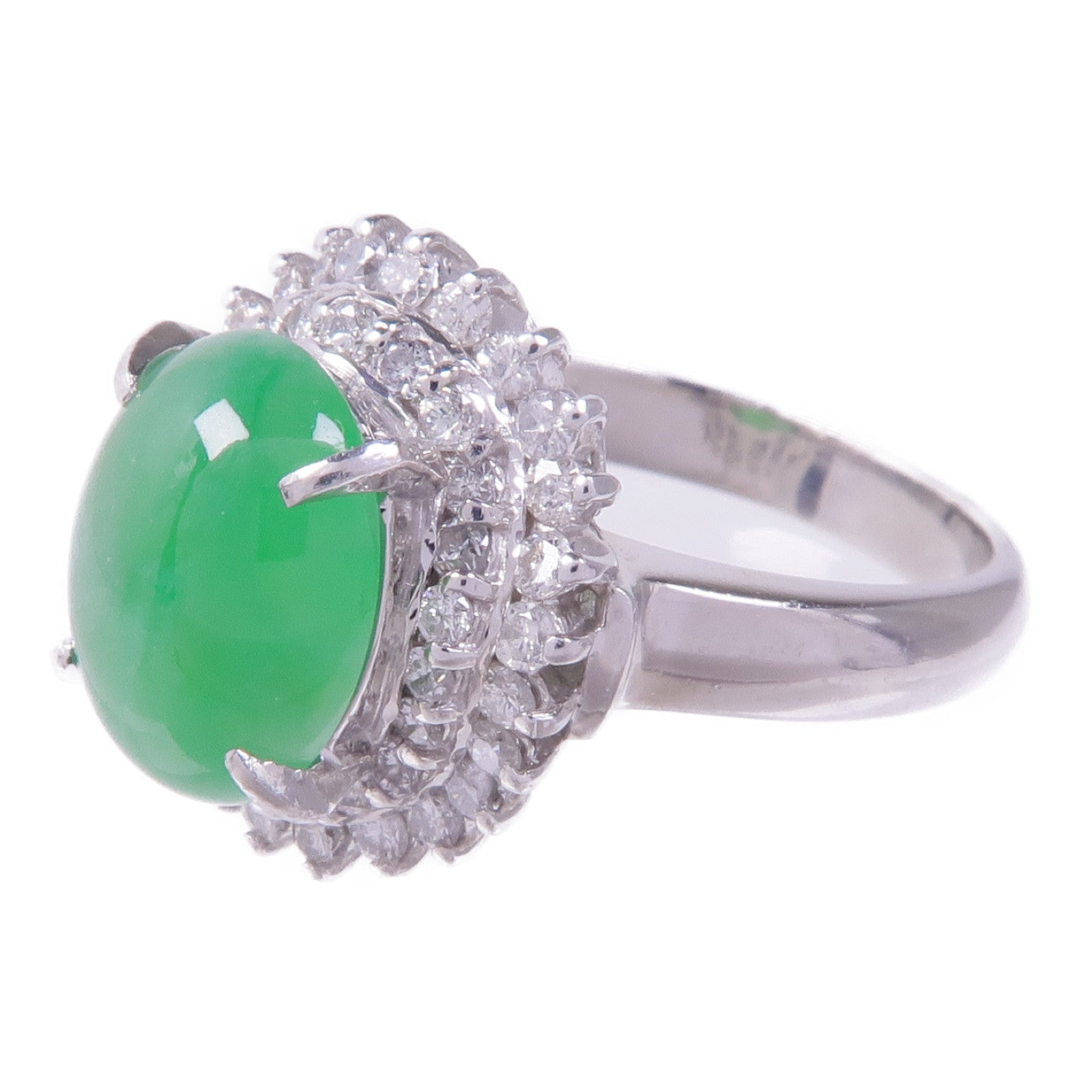 JEWELRY PT850鉑金Jade Diamond Ring翡翠/鑽石戒指US#5.25
