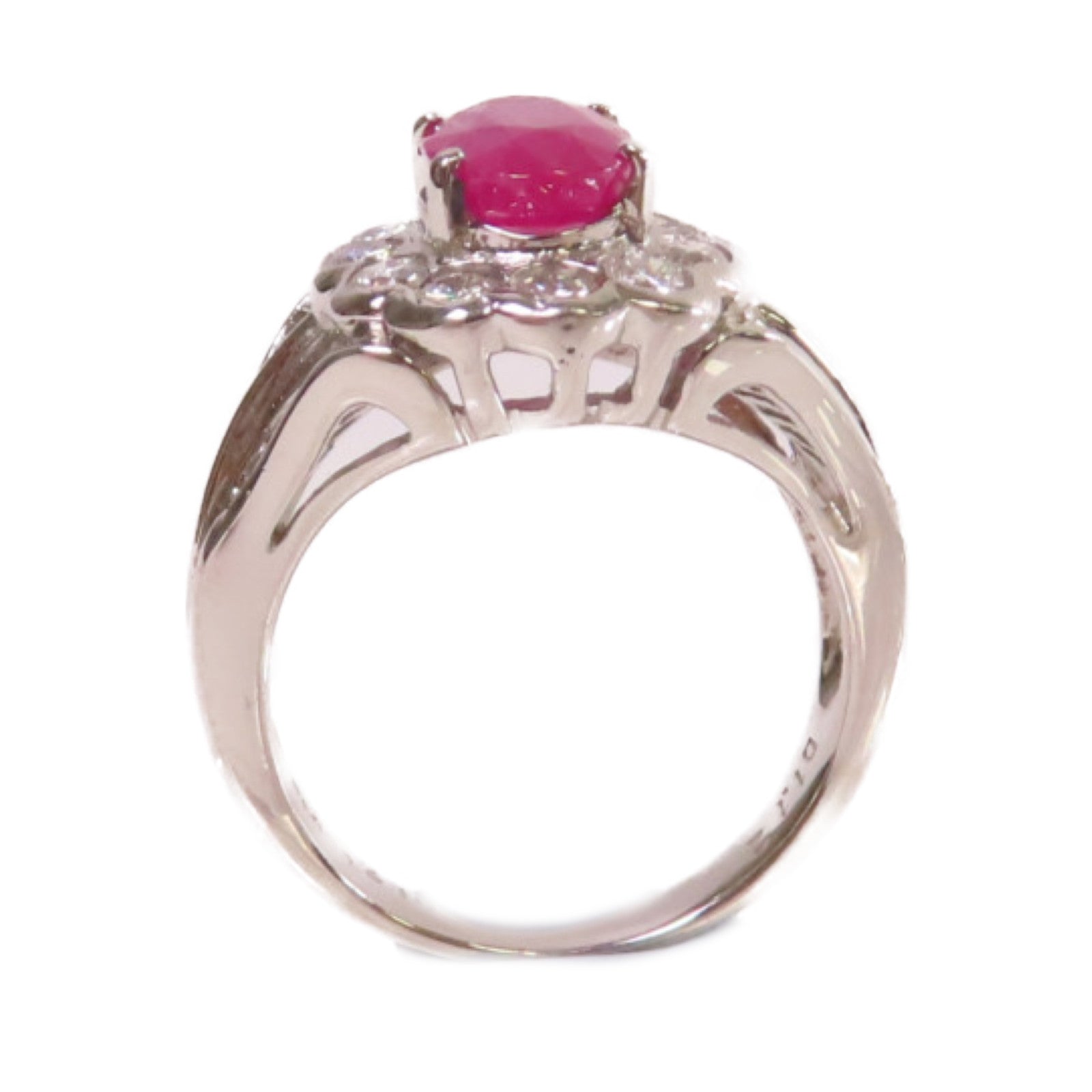 JEWELRY 【激減優惠】PT900鉑金/2.10ct紅寶石/1.12ct鑽石Ruby Ring戒指US#5.5