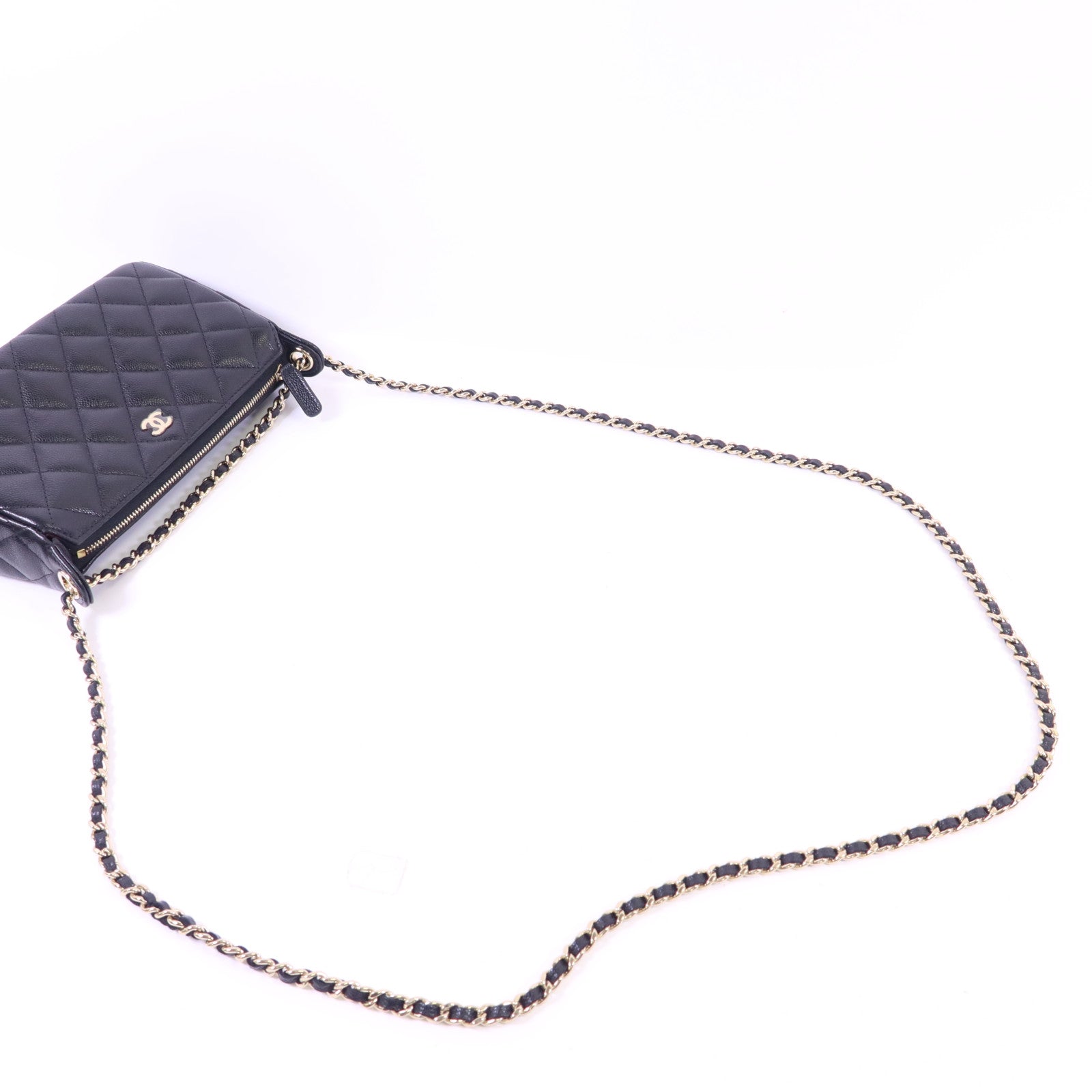 CHANEL 牛皮皮革Clutch With Chain金扣鏈帶肩背袋