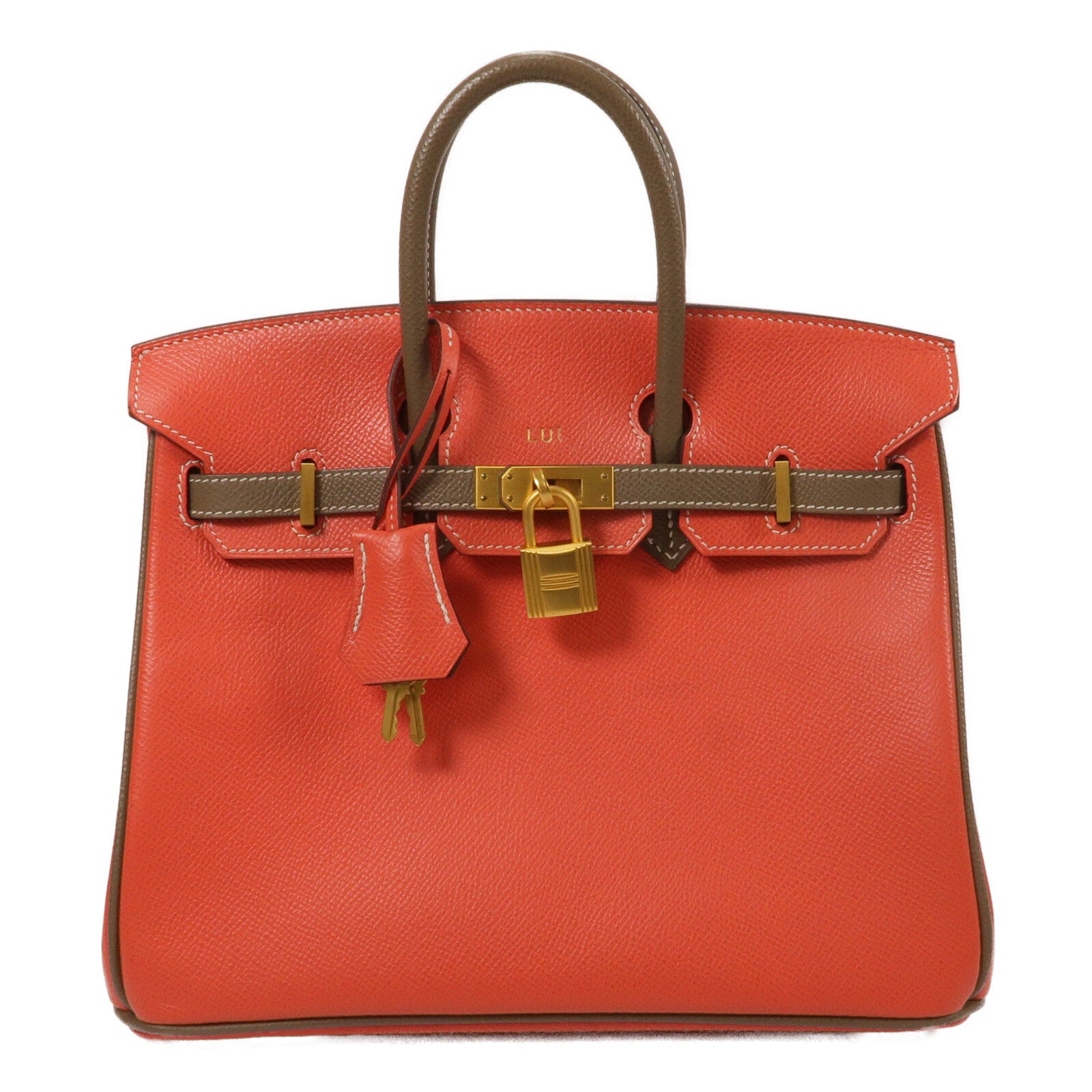 HERMES Epsom皮革Birkin 25手挽袋Rose Jaipur/Etoupe