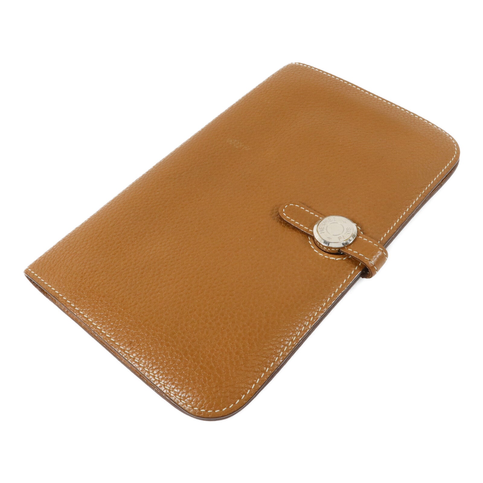 HERMES Togo皮革Dogon Compact長錢包Gold