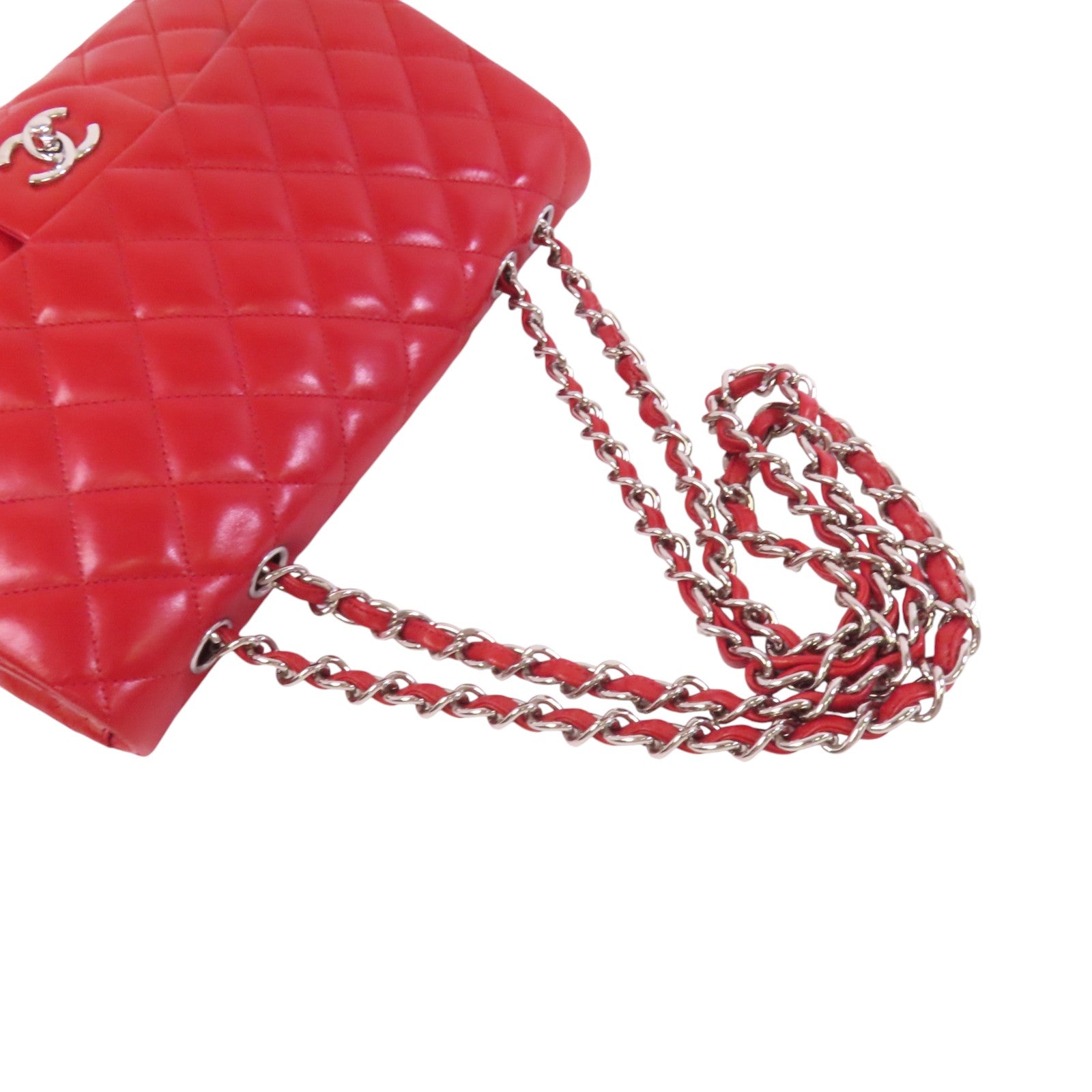 CHANEL 羊皮皮革Large Classic銀扣鏈帶肩背袋