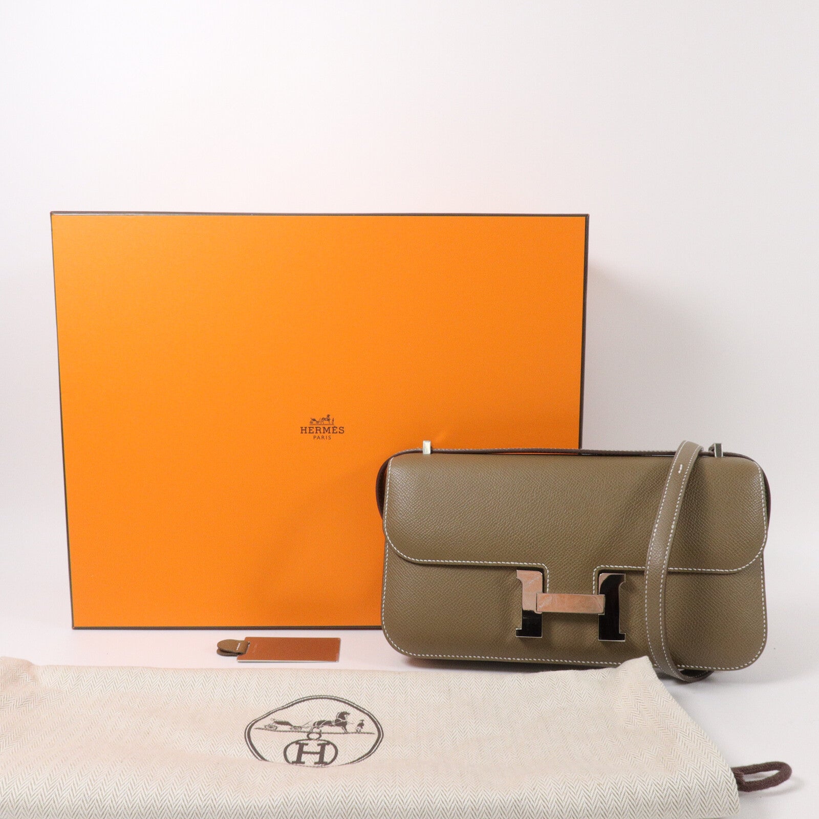 HERMES Epsom皮革Constance Elan肩背袋Etoupe