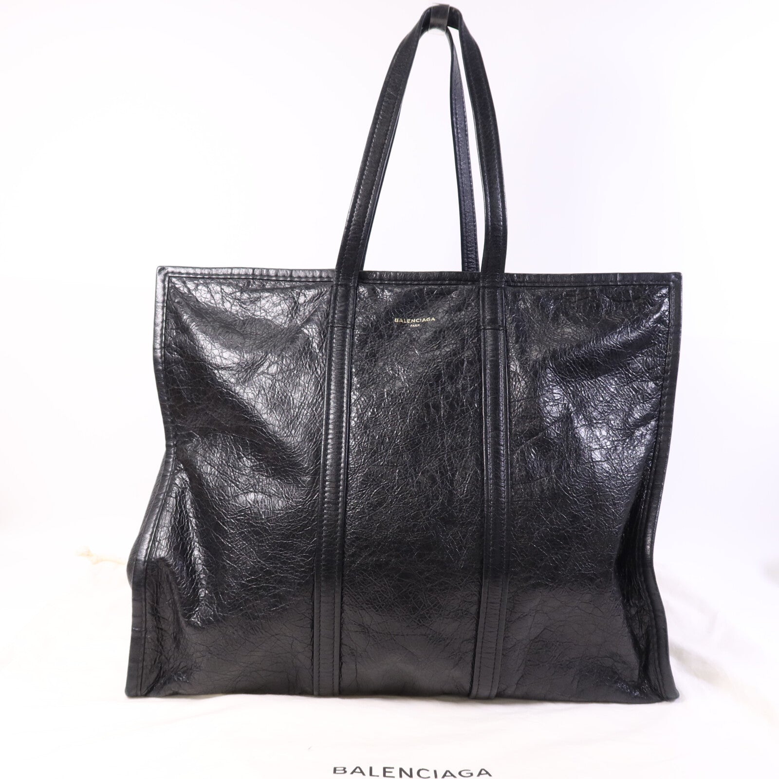 BALENCIAGA 羊皮皮革Bazar Shopper銀扣肩背袋