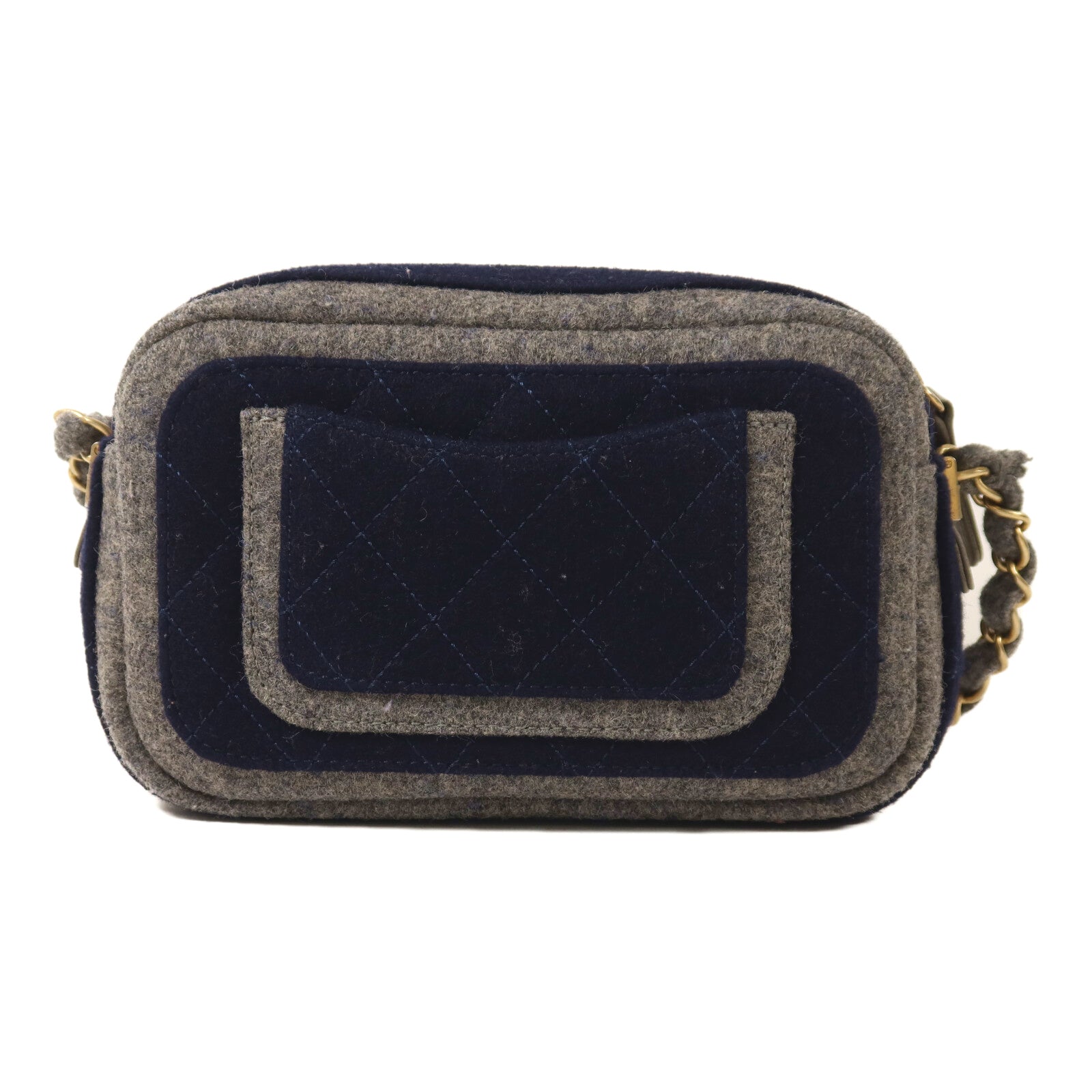 CHANEL 羊毛Chain Shoulder鏈帶肩背袋