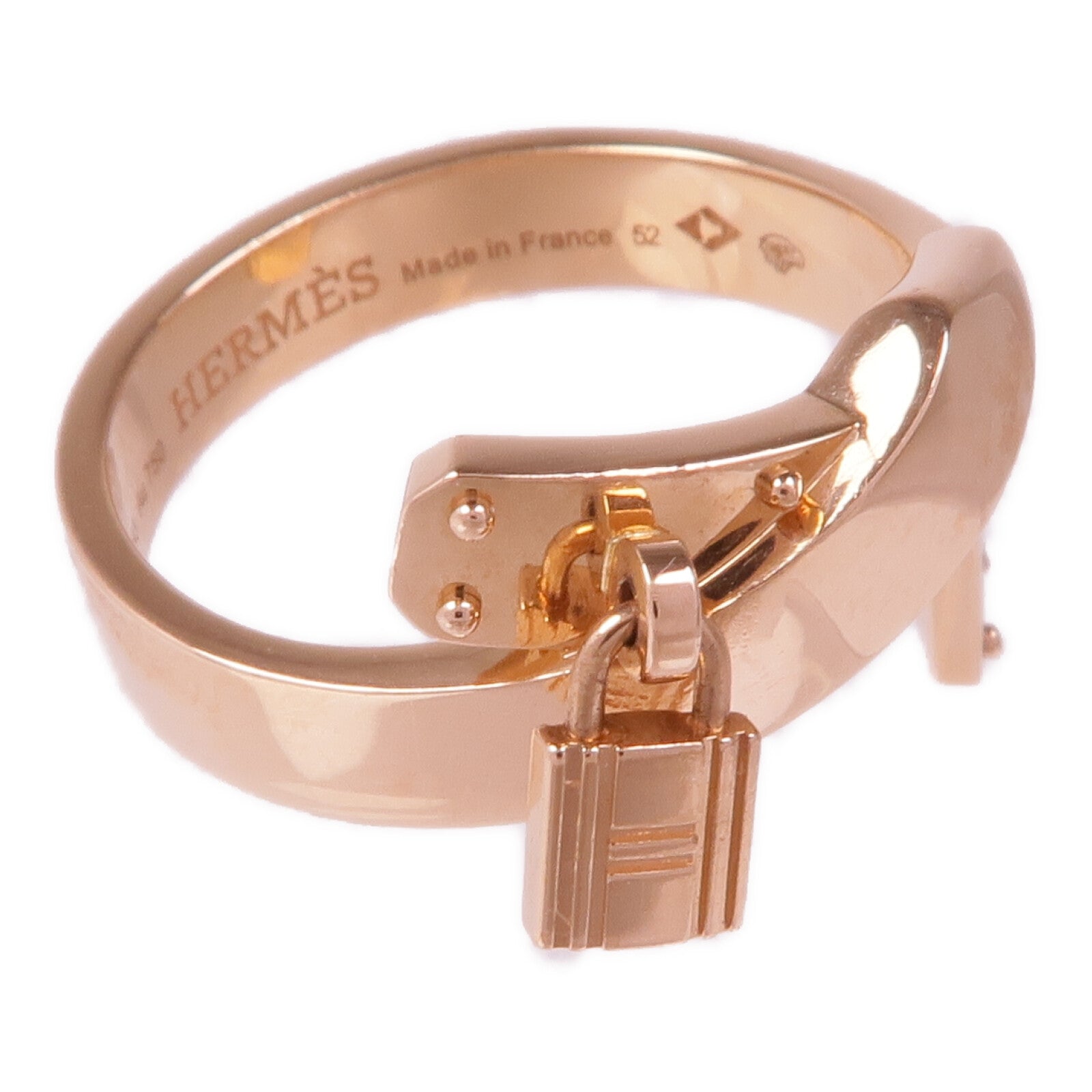 HERMES 18K玫瑰金Kelly Gavroche Ring戒指Hermes#52/US#6