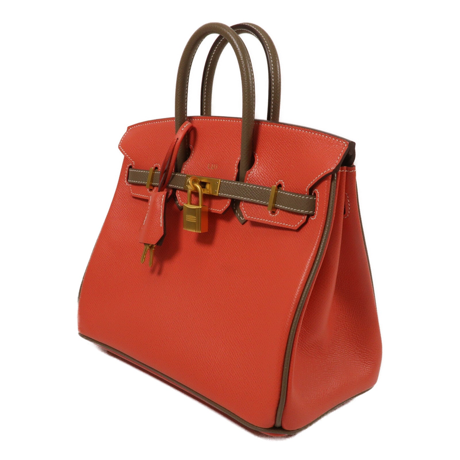 HERMES Epsom皮革Birkin 25手挽袋Rose Jaipur/Etoupe