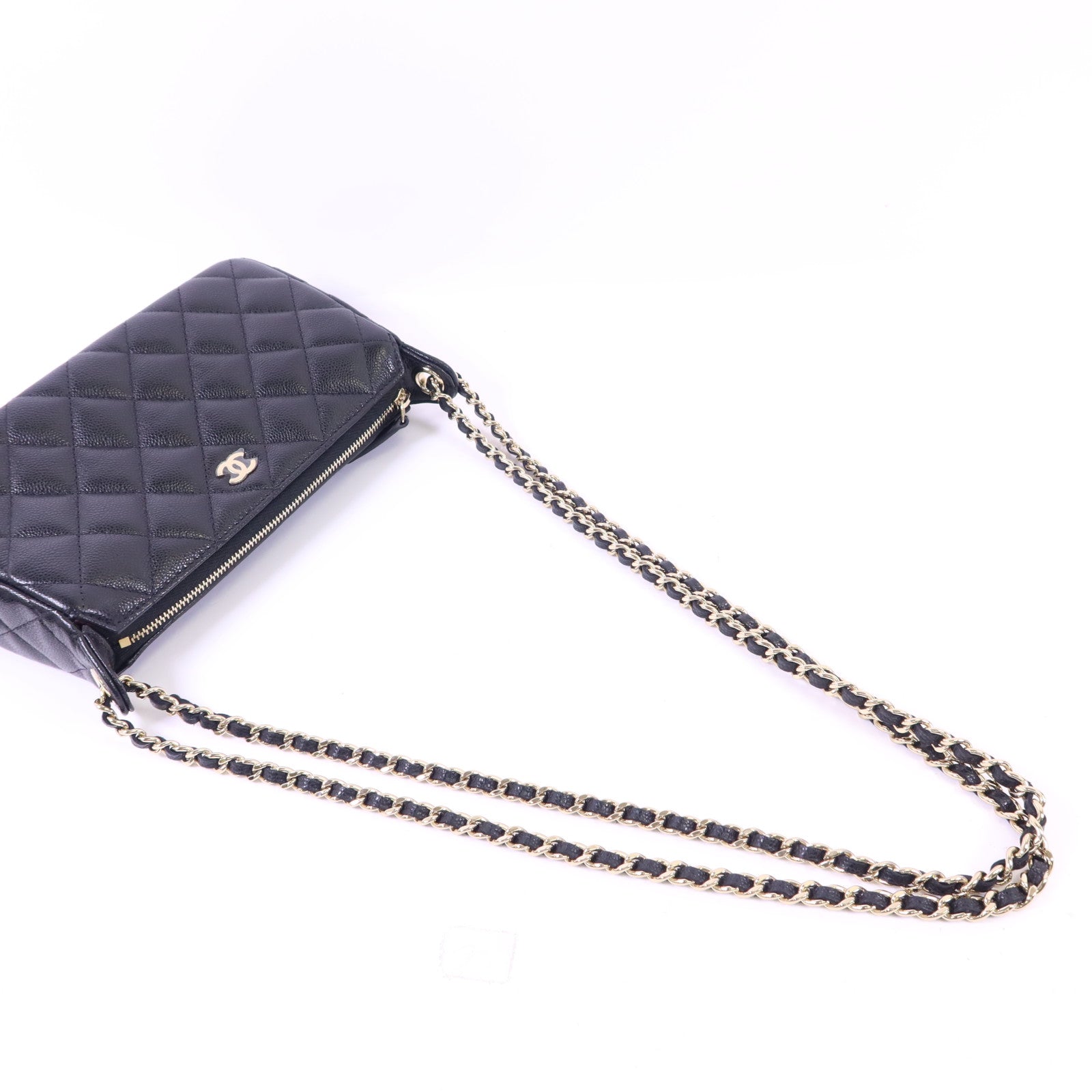 CHANEL 牛皮皮革Clutch With Chain金扣鏈帶肩背袋