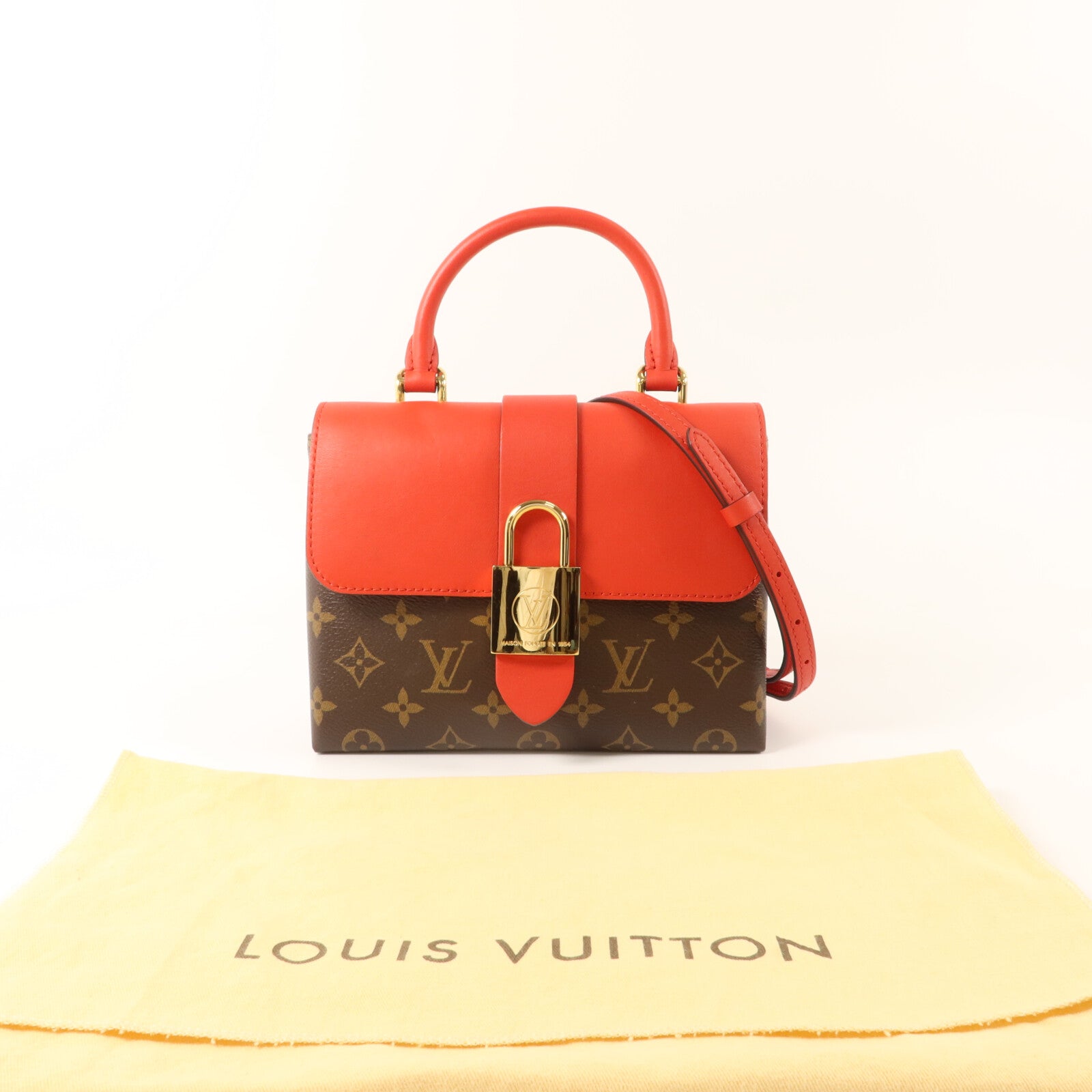 LOUIS VUITTON Monogram Locky BB手挽肩背棕色/紅色