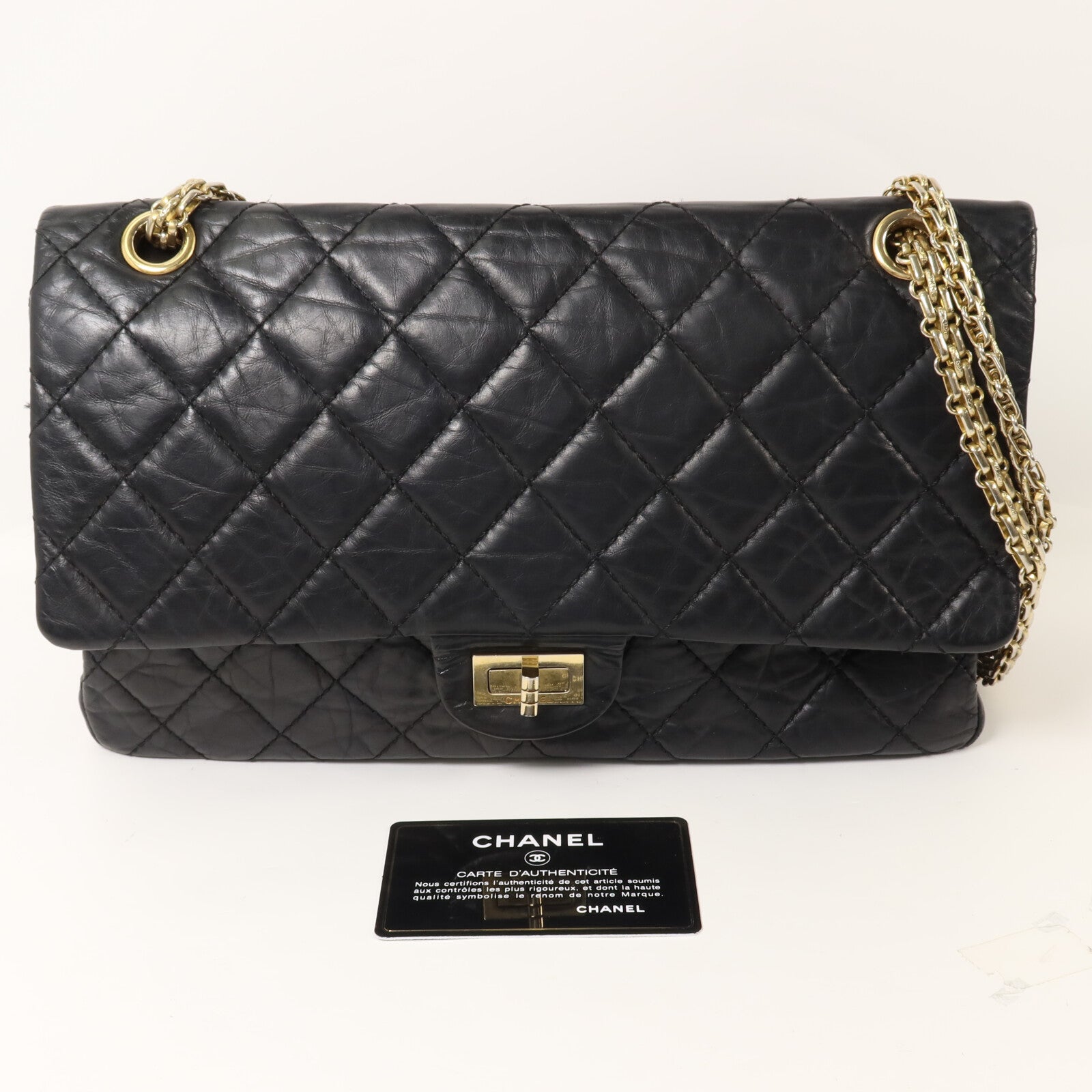 CHANEL 牛皮皮革2.55 Medium鏈帶肩背袋