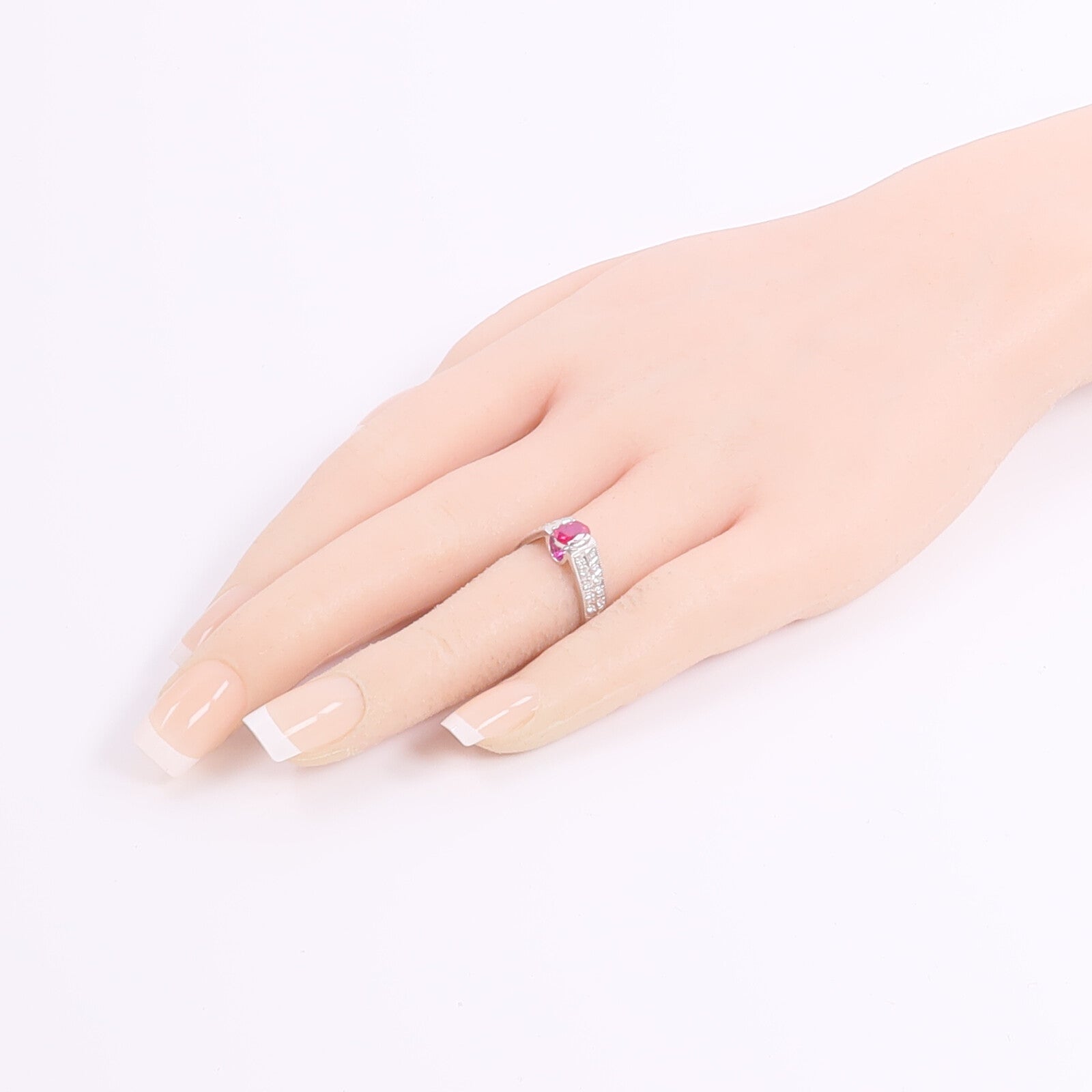 JEWELRY 【激減優惠】PT900鉑金Ruby Diamond Ring紅寶石/鑽石戒指