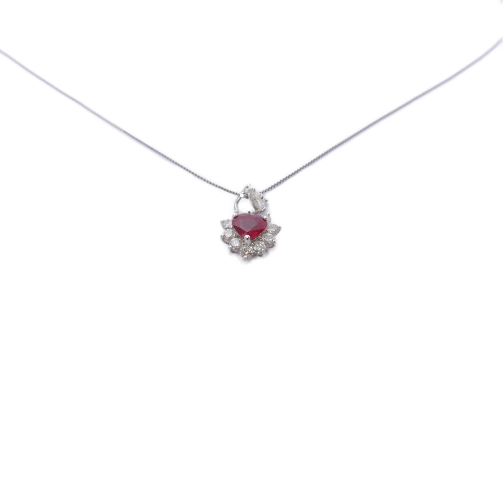 JEWELRY 【激減優惠】PT900鉑金Ruby/Diamond Necklace 1.00ct紅寶石/1.157ct鑽石項鍊
