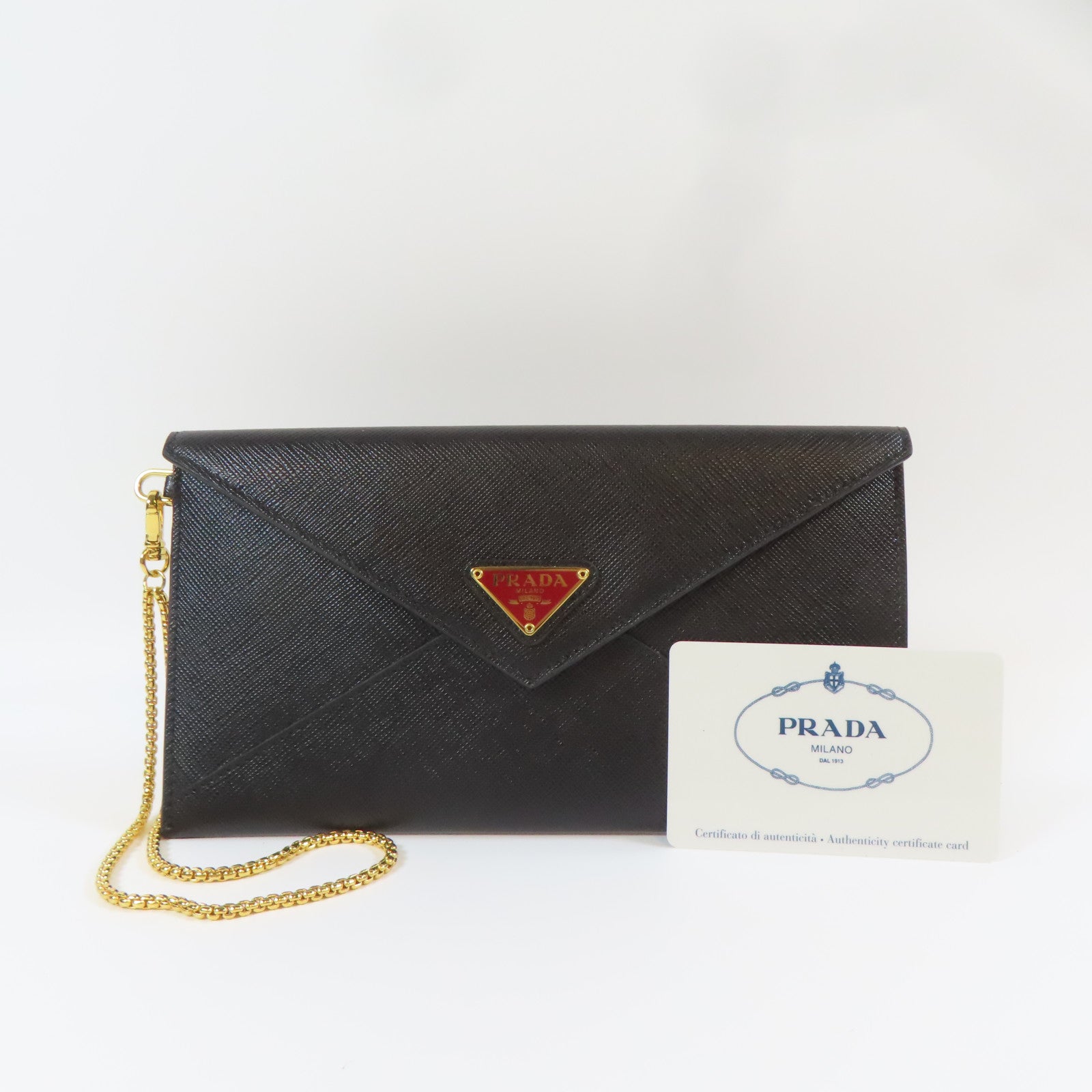 PRADA 牛皮皮革Long wallet金扣長錢包黑色