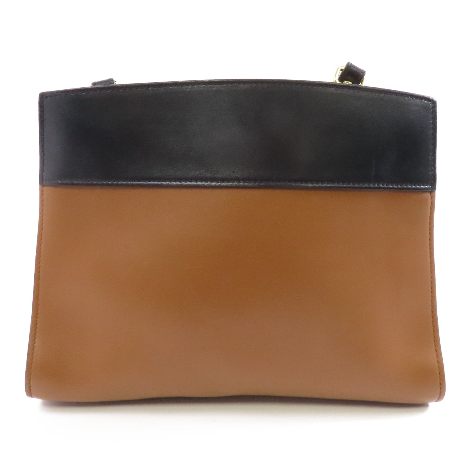 PRADA 【激減優惠】牛皮皮革Shoulder Bag金扣肩背袋啡色/黑色