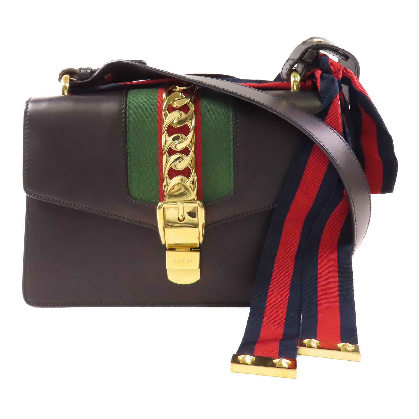GUCCI GG GHW 2 Way Bag 421882 Leather Black