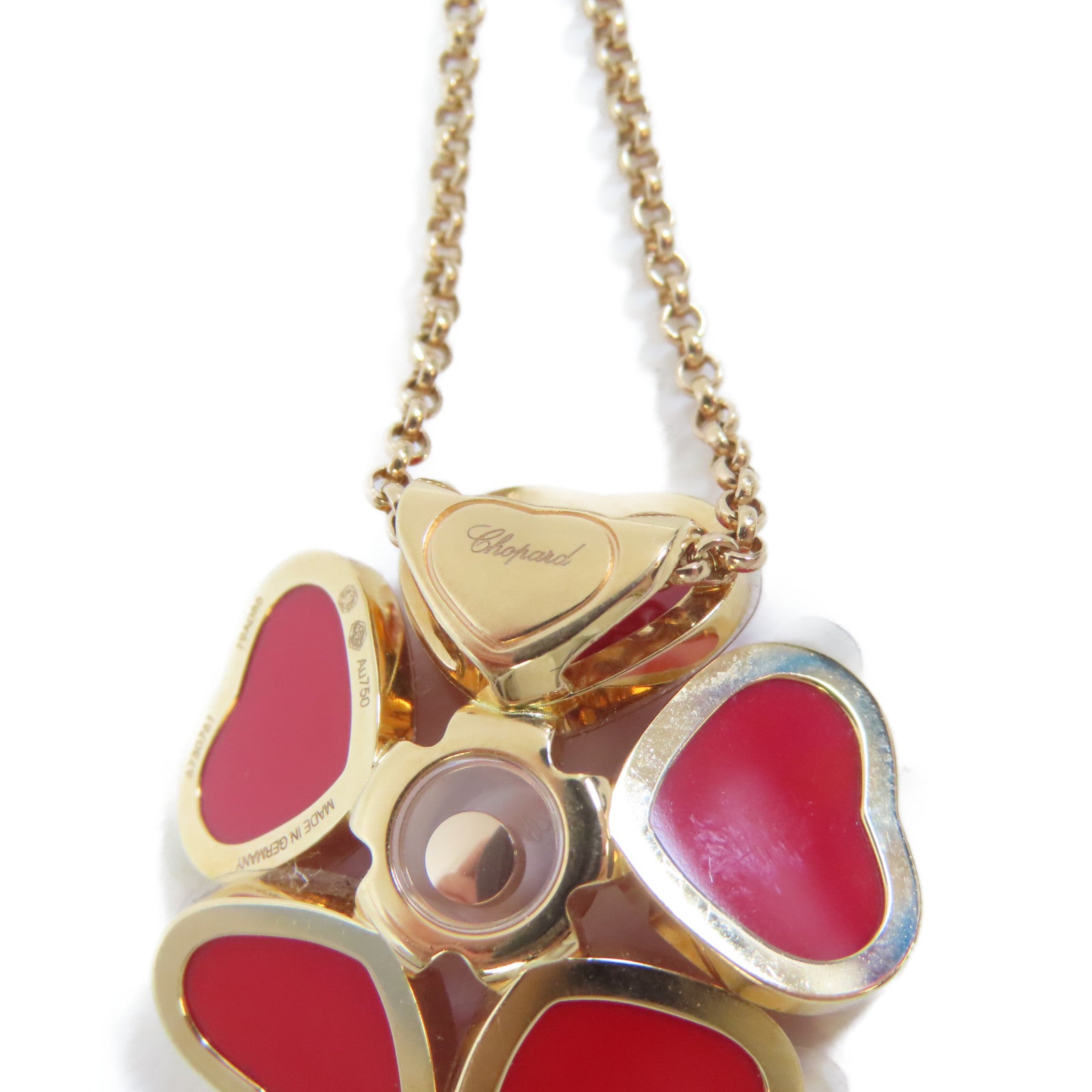 Chopard 18K玫瑰金Happy Hearts Flower Necklace 0.05ct鑽石項鍊#42cm