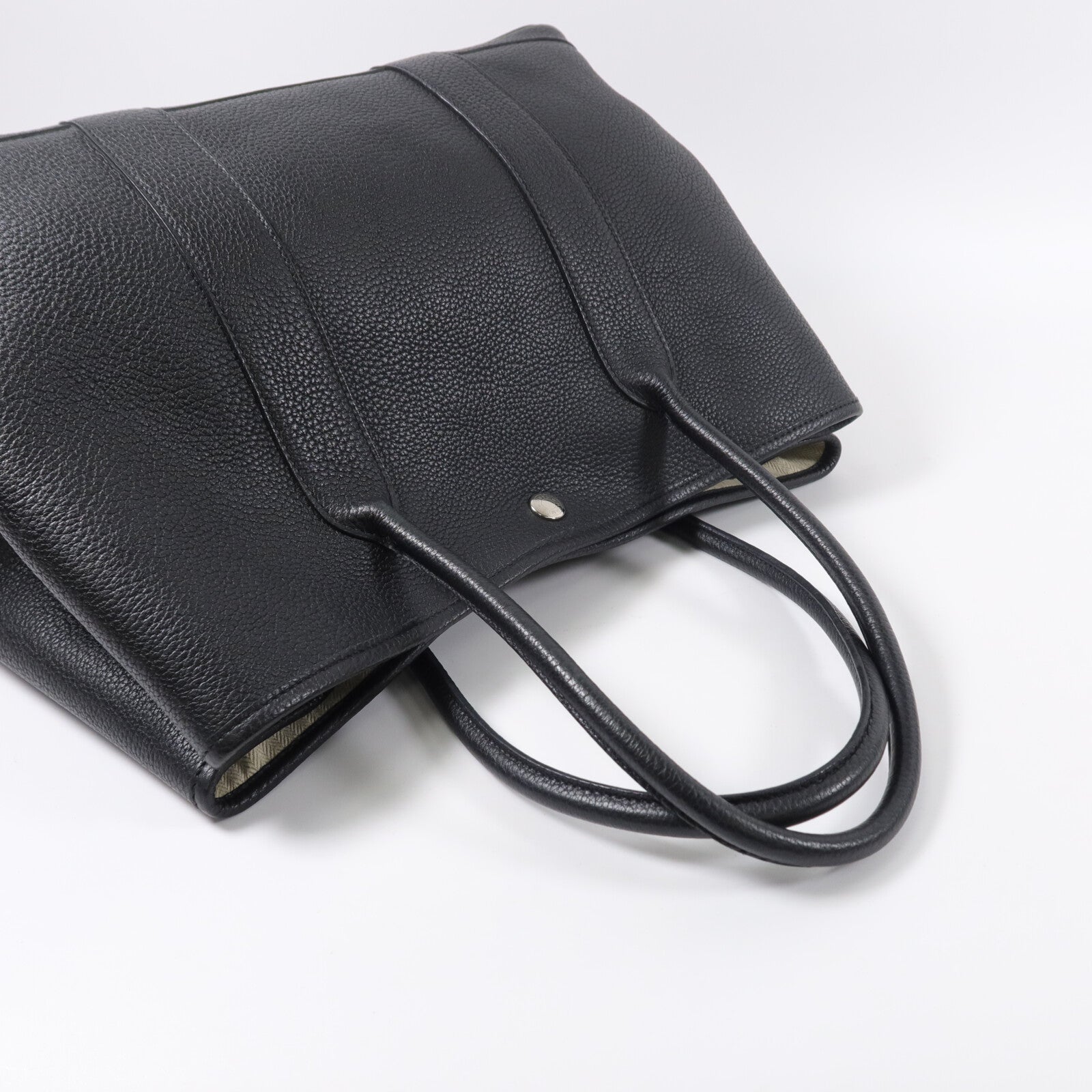 HERMES Clemence皮革Garden Party PM手挽袋Noir