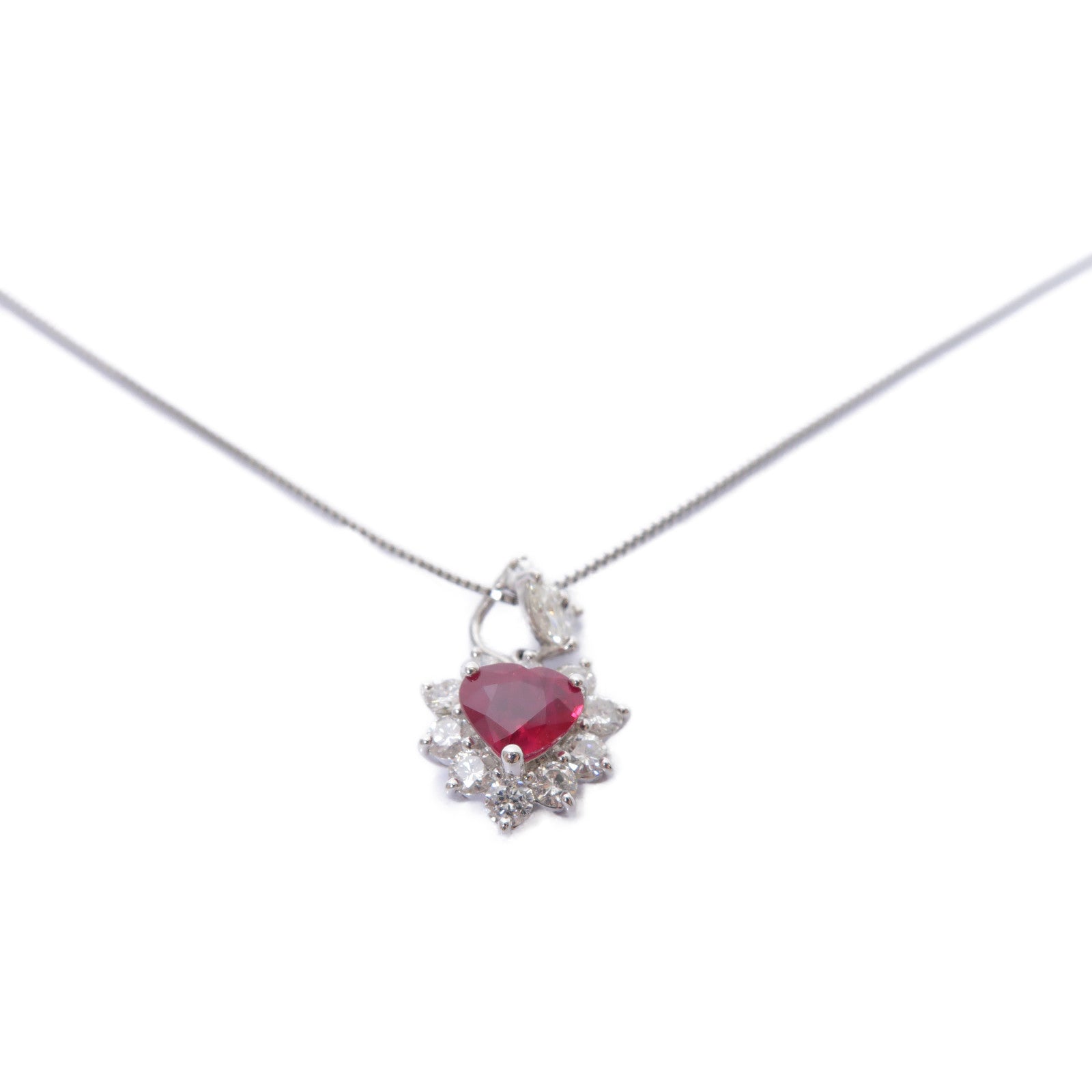JEWELRY 【激減優惠】PT900鉑金Ruby/Diamond Necklace 1.00ct紅寶石/1.157ct鑽石項鍊